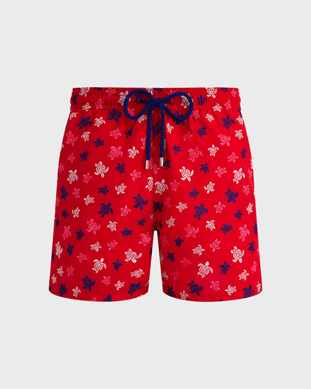 Vilebrequin - Men Swim Shorts Embroidered Ronde Des Tortues Limited Edition - Swimwear - Mistral - Red - Size XXL