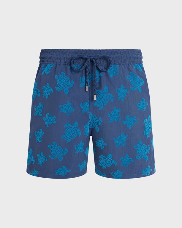 Vilebrequin – Beflockte Ronde Des Tortues Badeshorts Für Herren – Bademode – Moorea – Blau – Größe XXXL