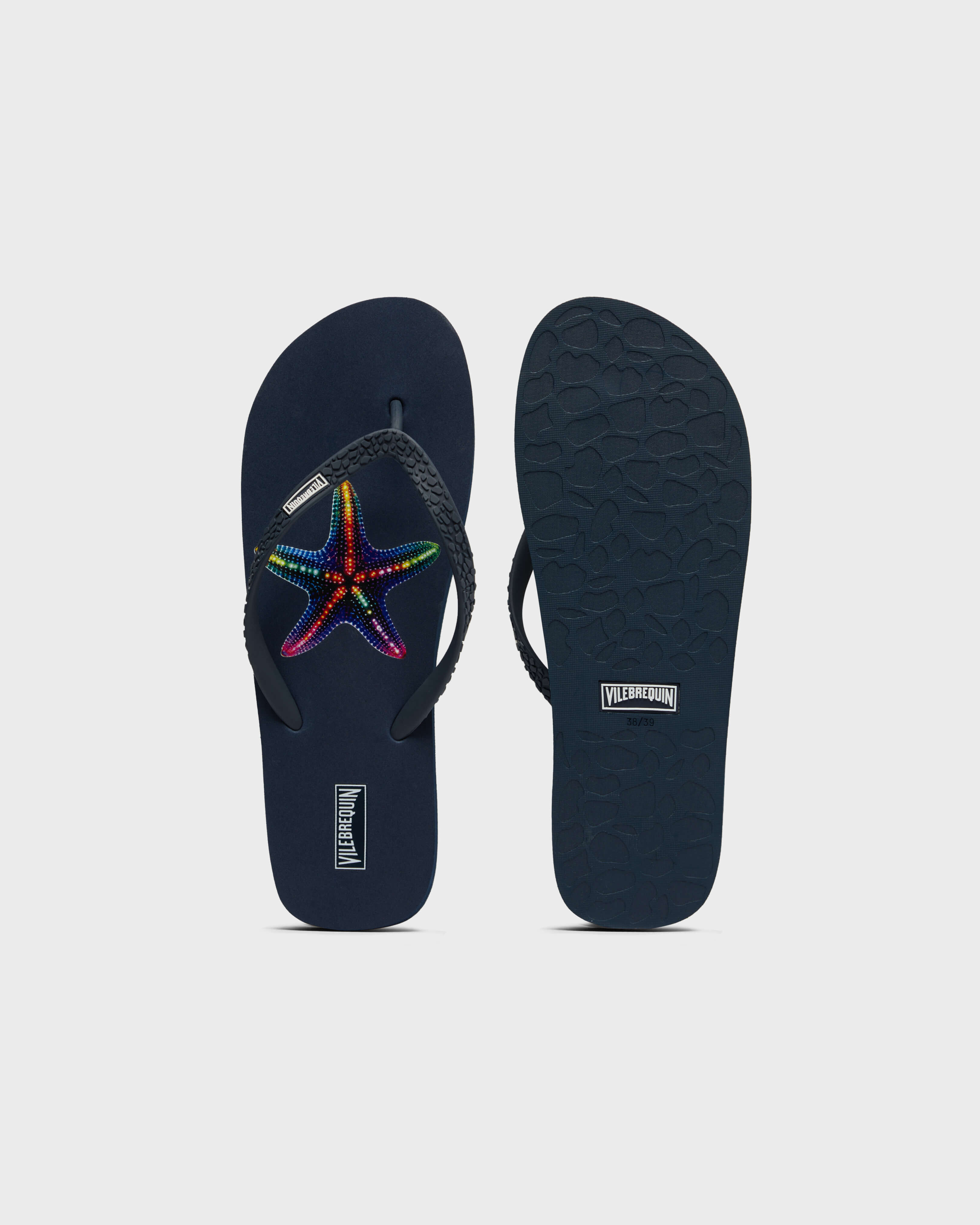 Women Flip Flops Disco Stars NAVY front view