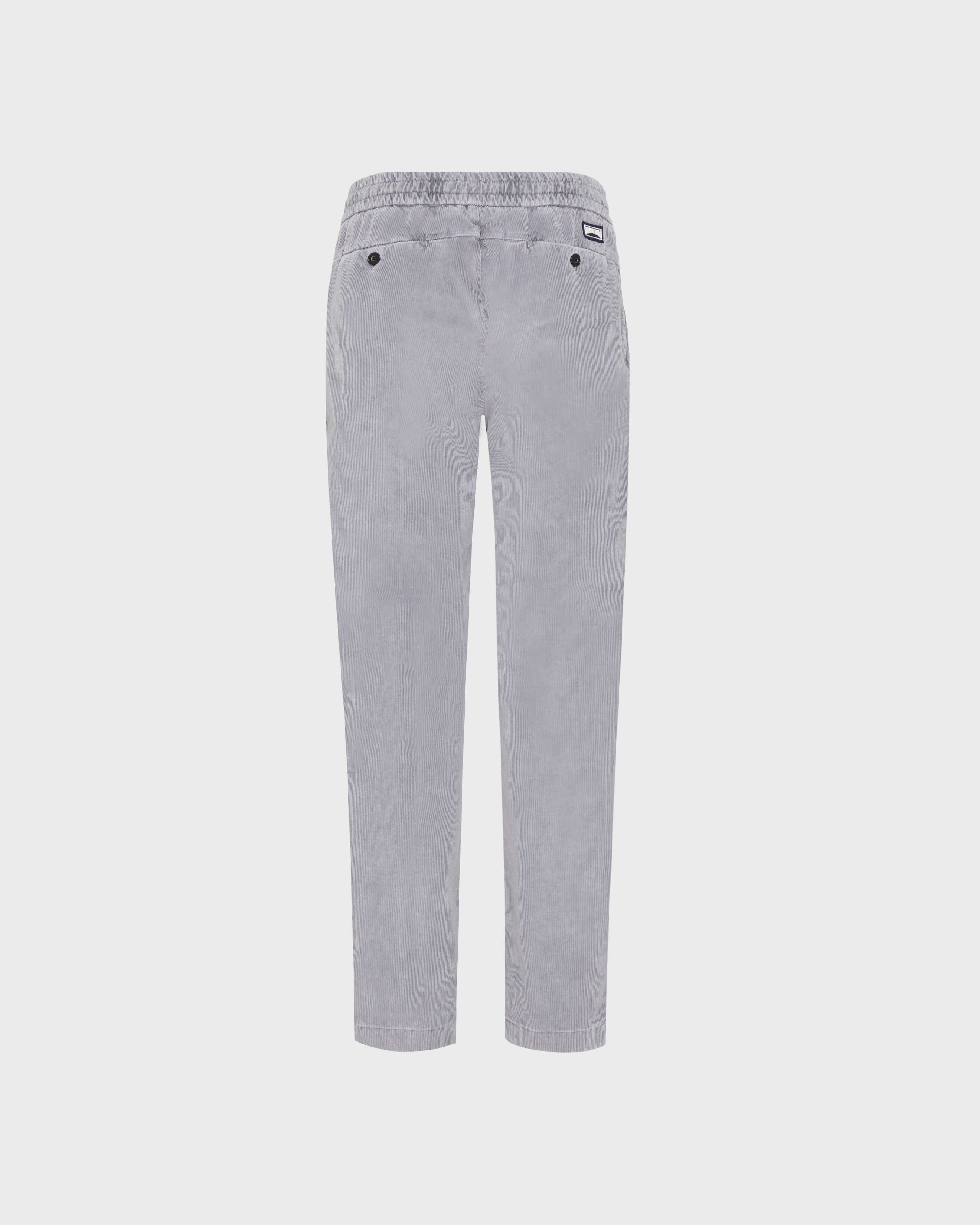 Men Elastic Waist Pants Velvet HEATHER GREY back view