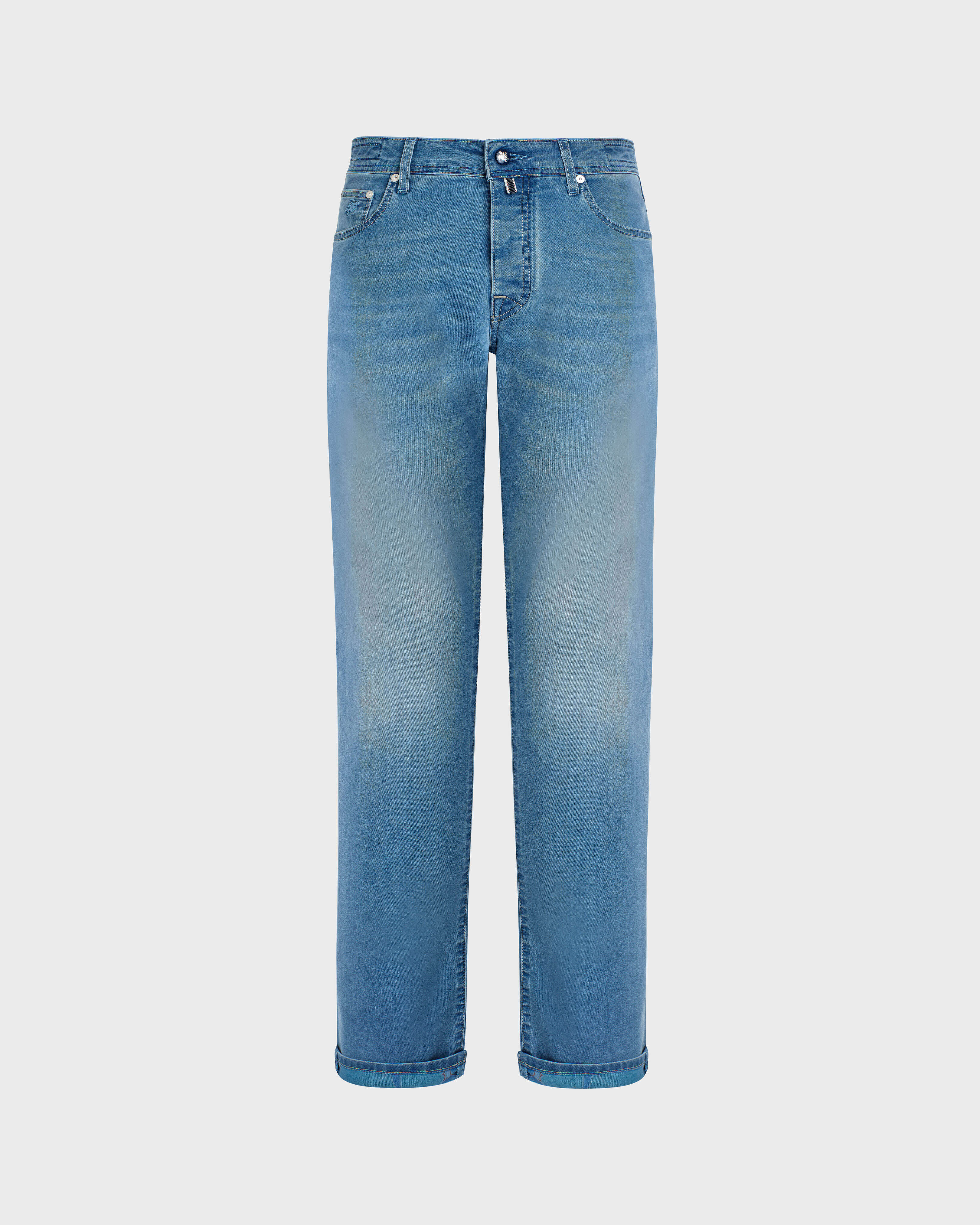 Tropical Turtles Denimhose im 5-Taschen-Design für Herren LIGHT DENIM W3 front view