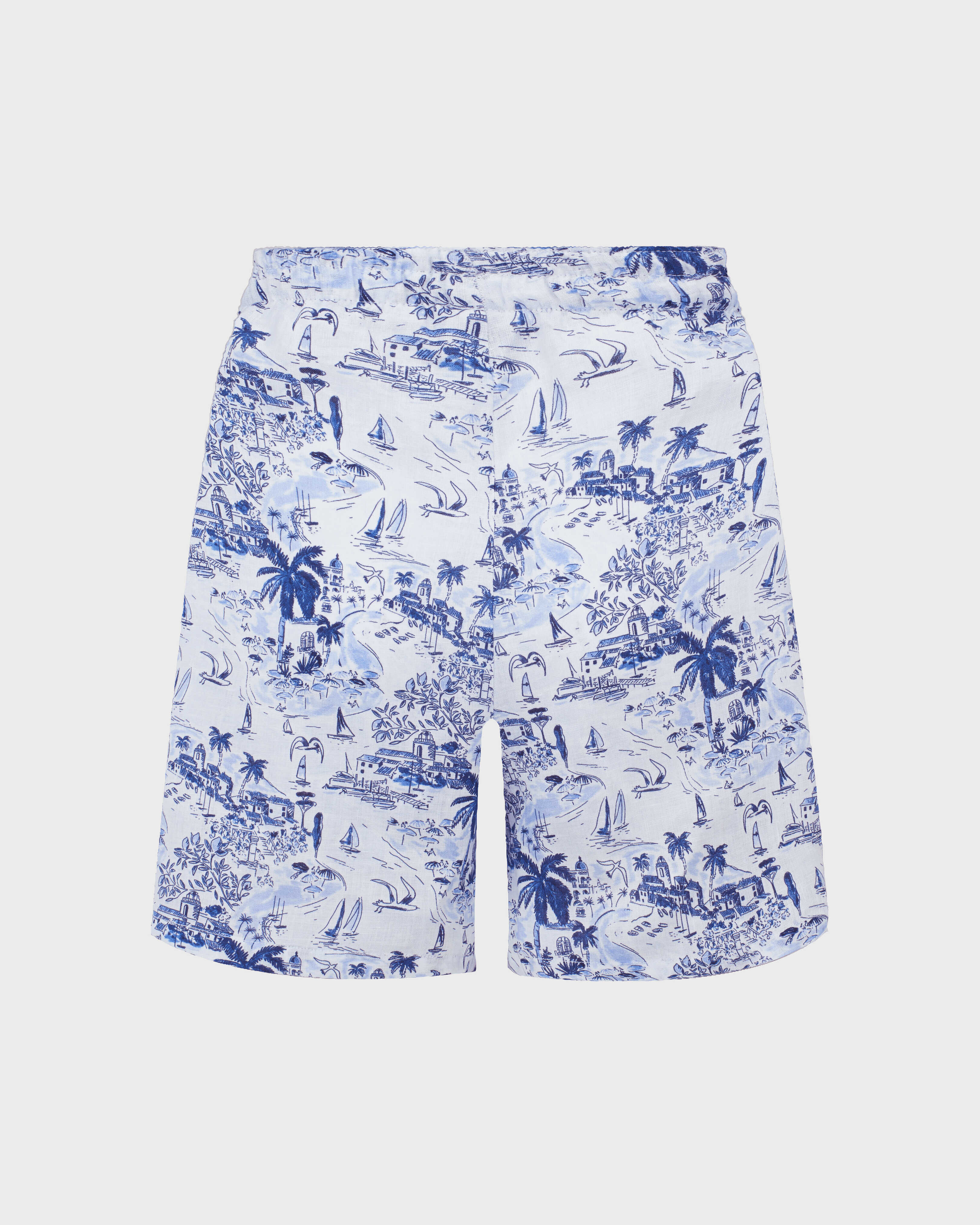 Bermudas de lino con estampado Riviera para mujer INK back view