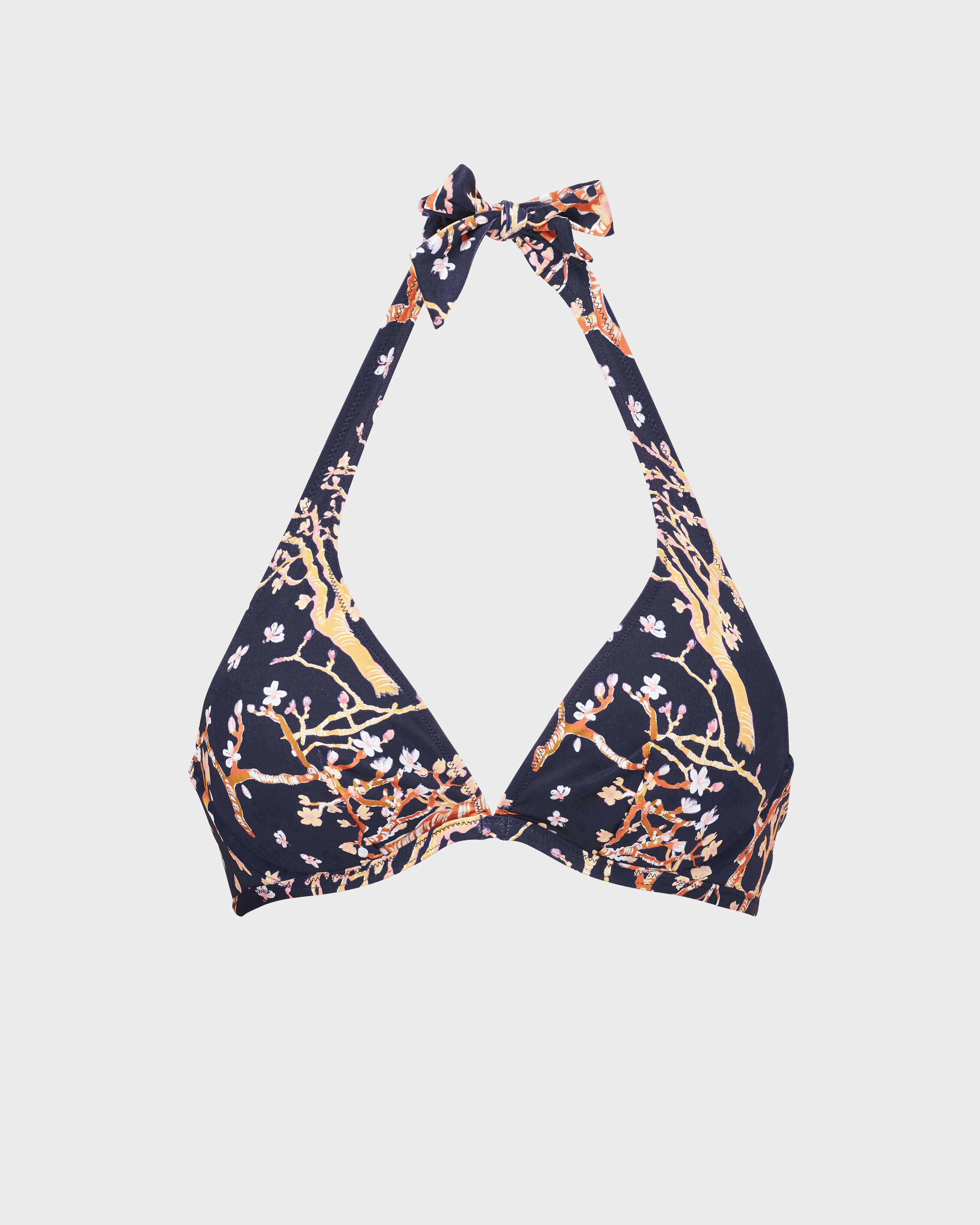 Top de bikini con aros y estampado Sweet Blossom para mujer AZUL MARINO front view