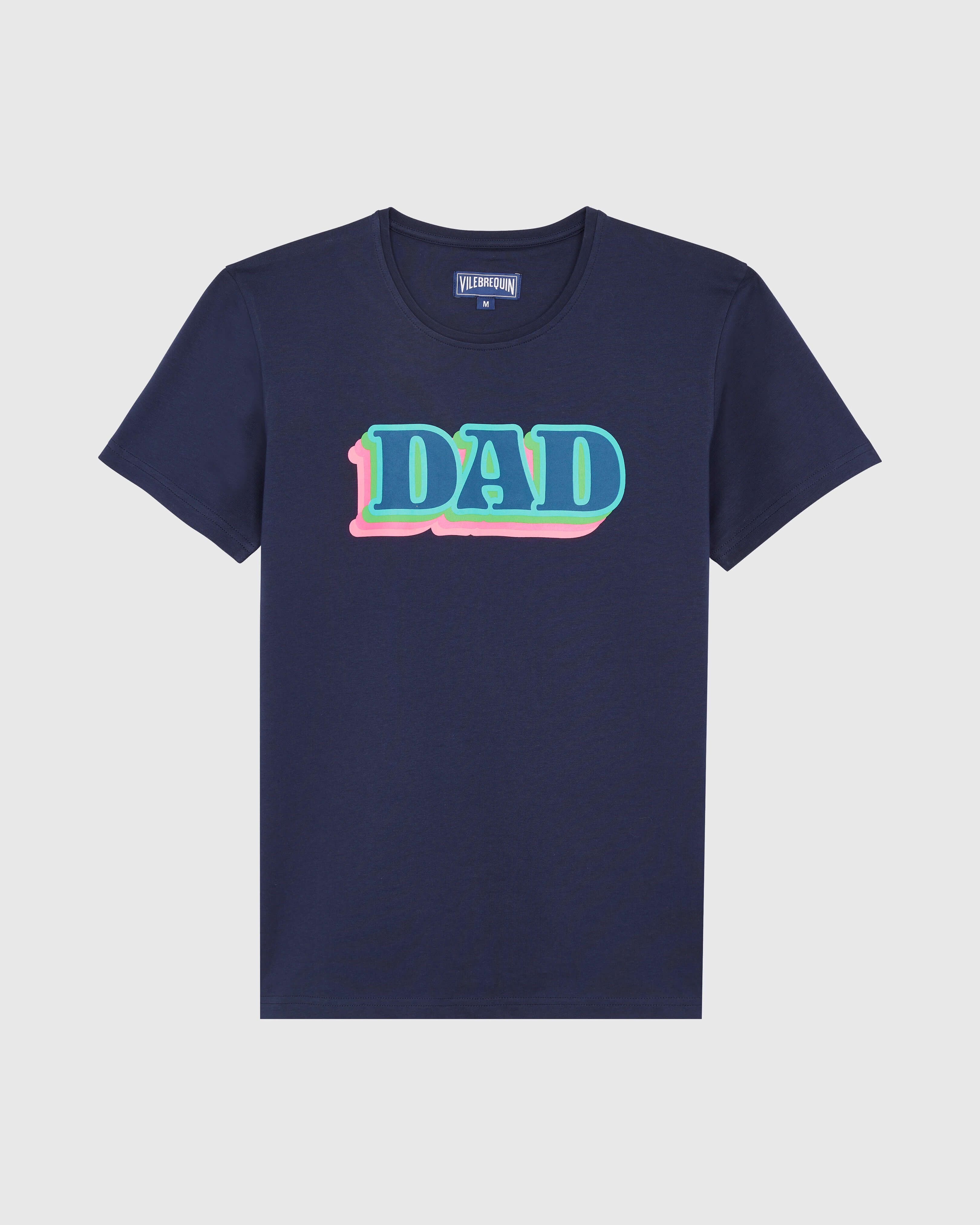 Men Organic Cotton T-shirt Dad and Son NAVY front view