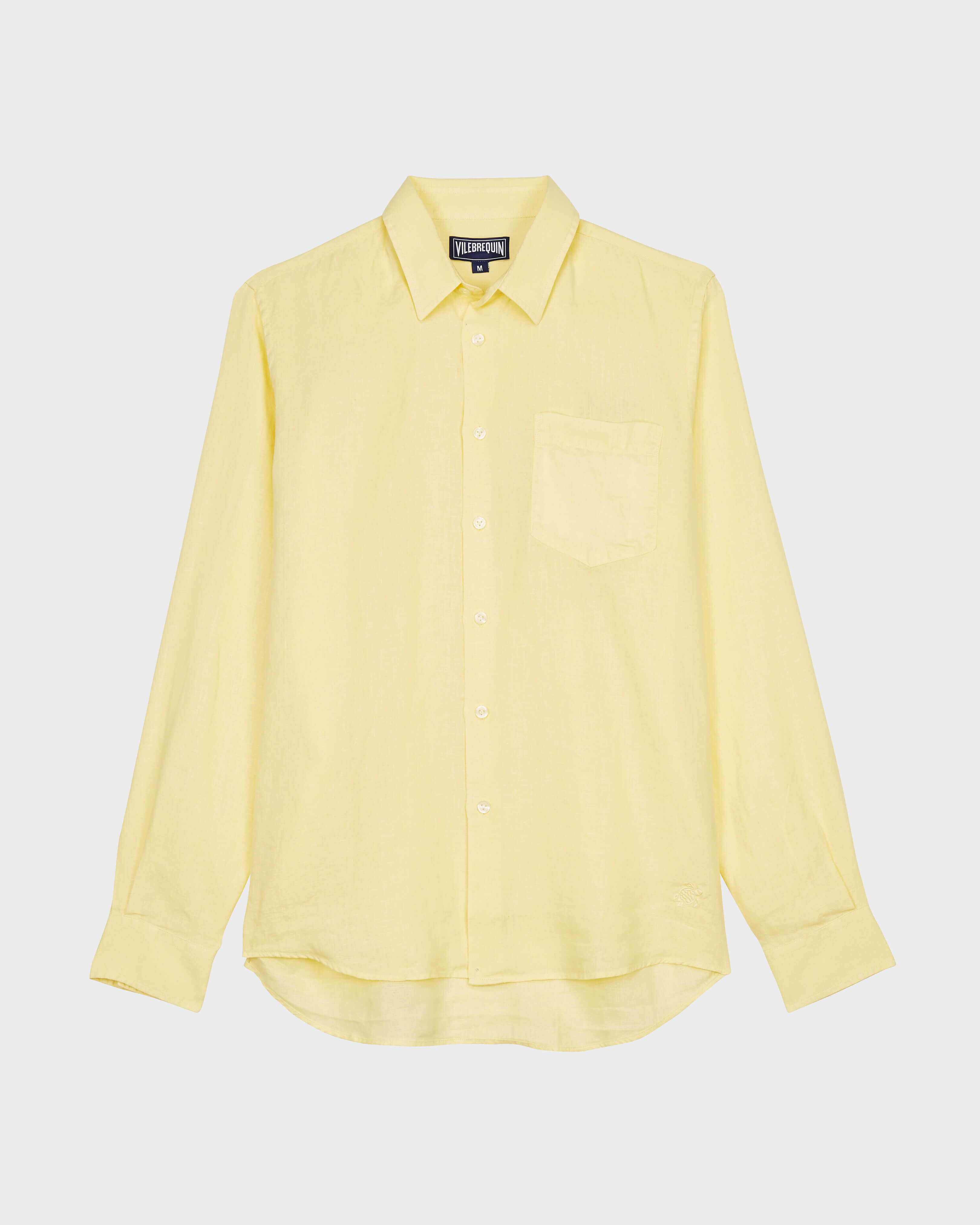 Camicia uomo in lino tinta unita POPCORN front view