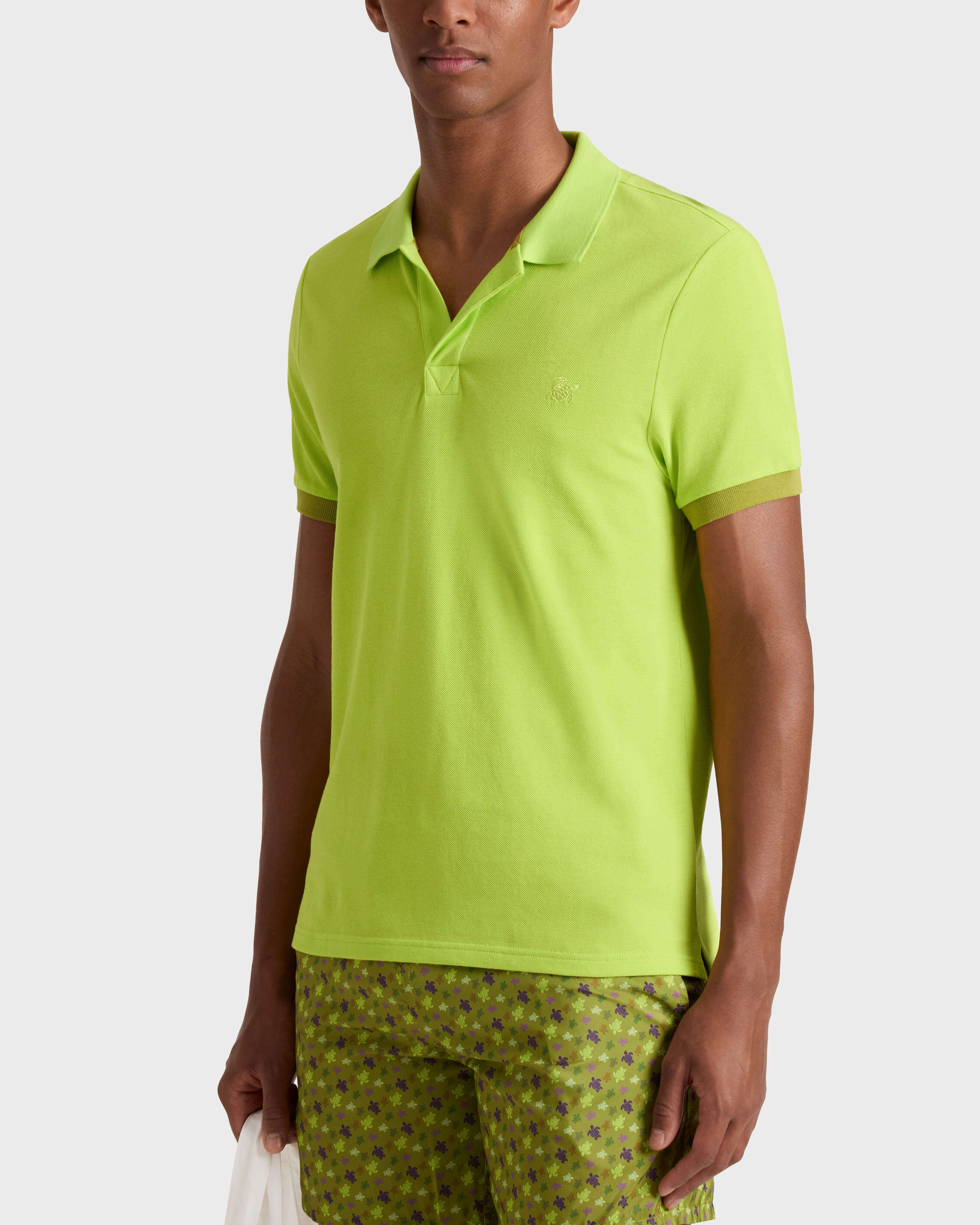 Polo en piqué coton organique homme uni 433 frontworn view