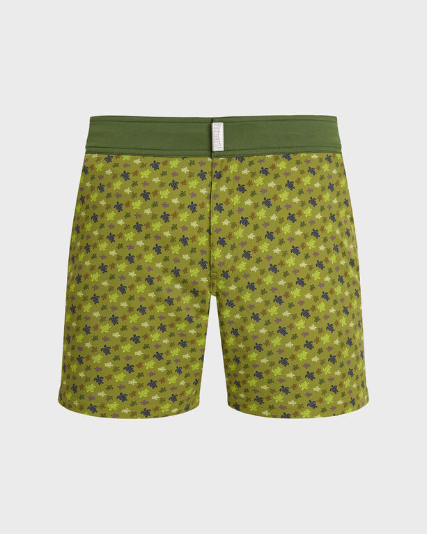 Vilebrequin - Men Stretch Short Flat Belt Swim Shorts Micro Ronde Des Tortues - Swimwear - Menise - Green - Size S