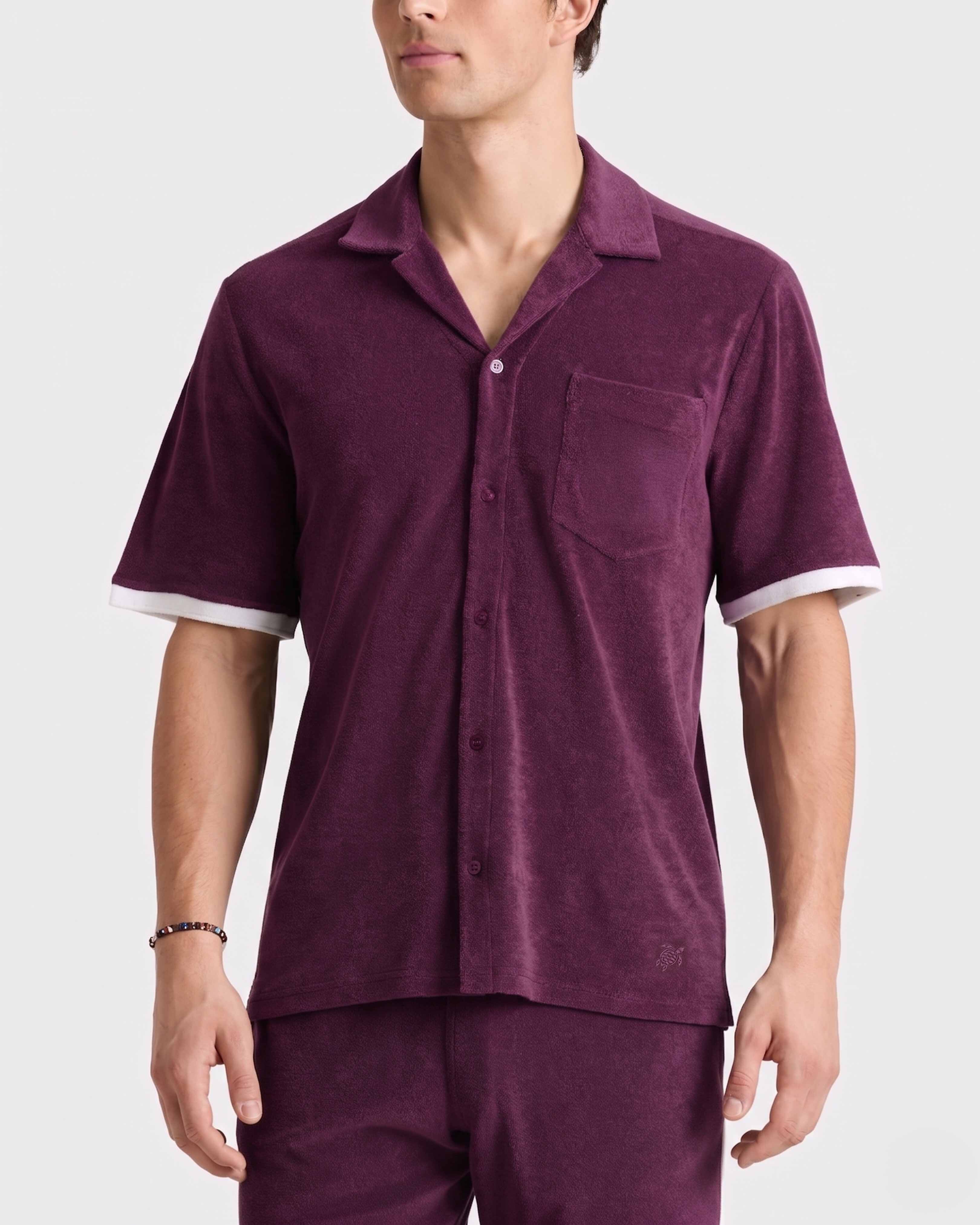 Camicia bowling uomo in spugna tinta unita KERALA frontworn view