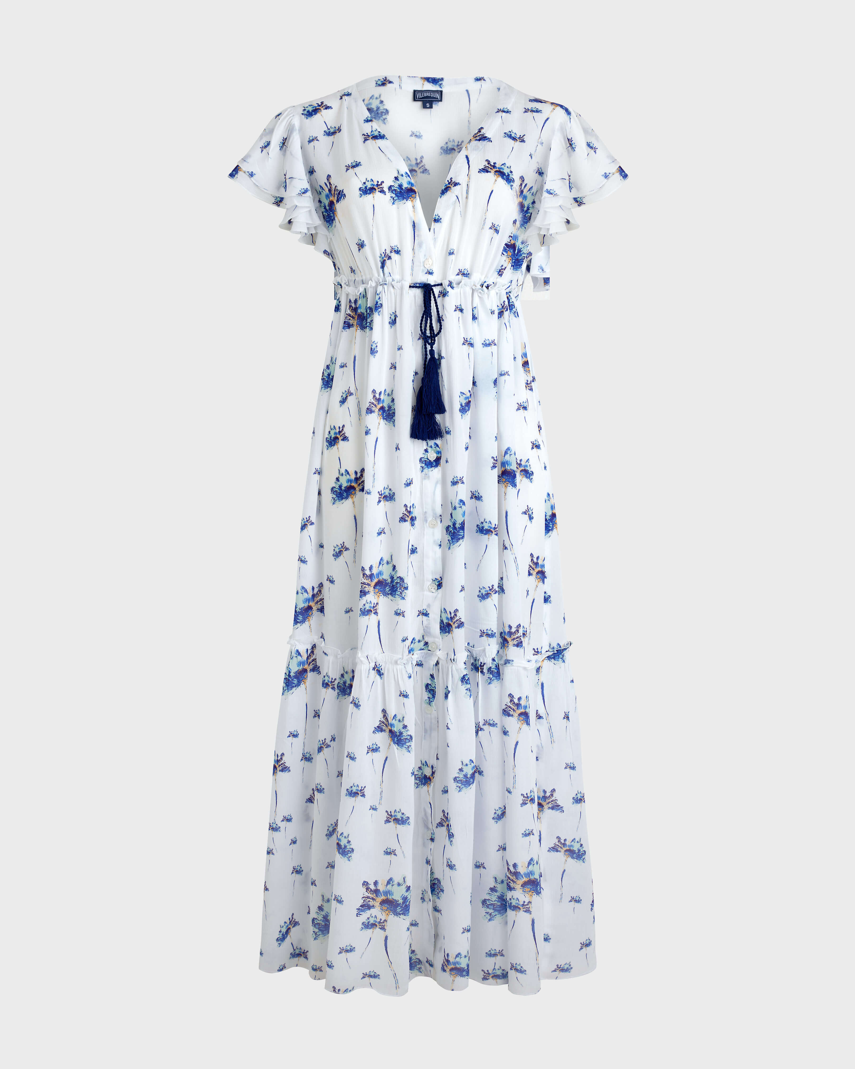 Women Long Viscose Dress Herbier OFF WHITE front view