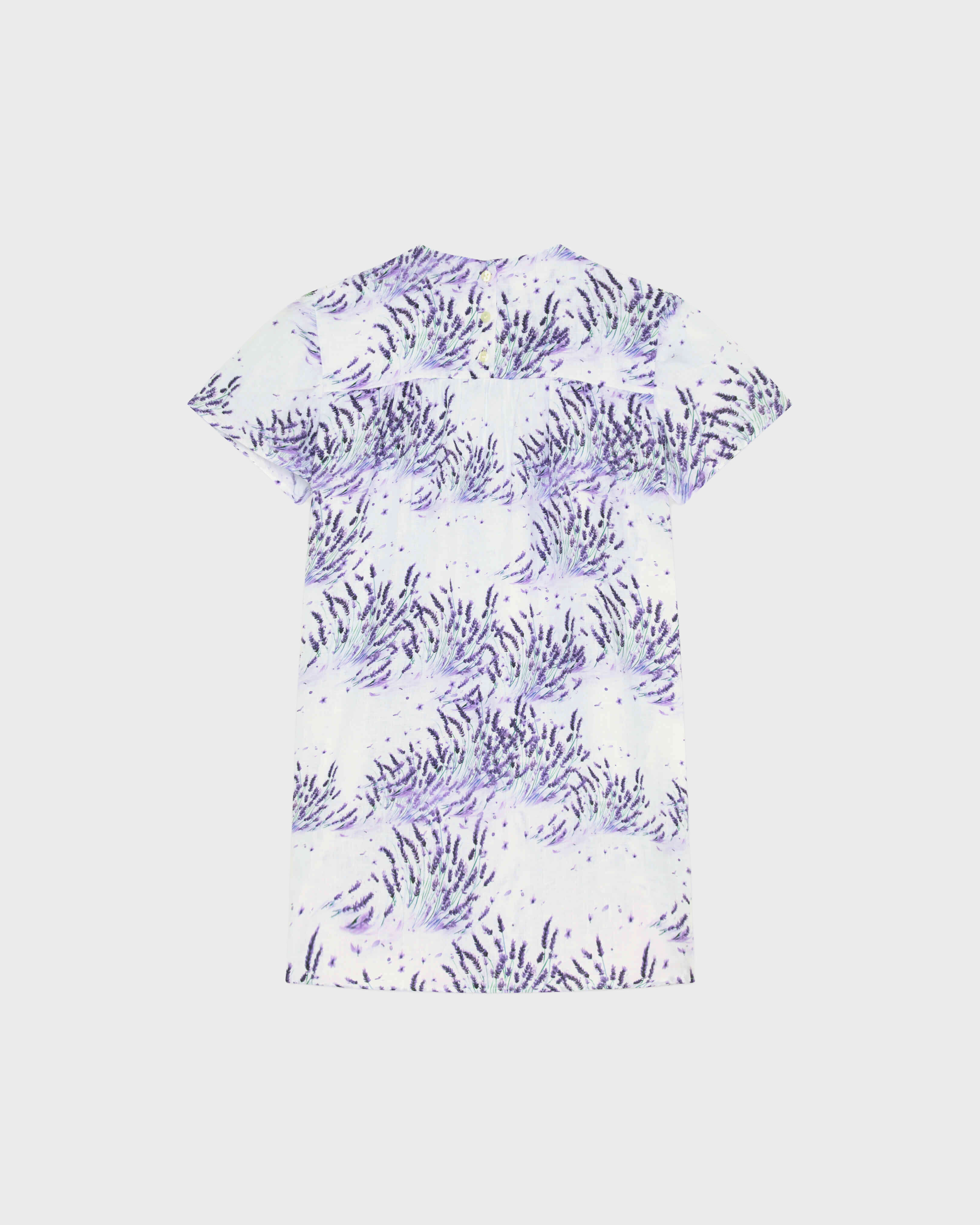 Girls Linen Dress Lavender WHITE back view