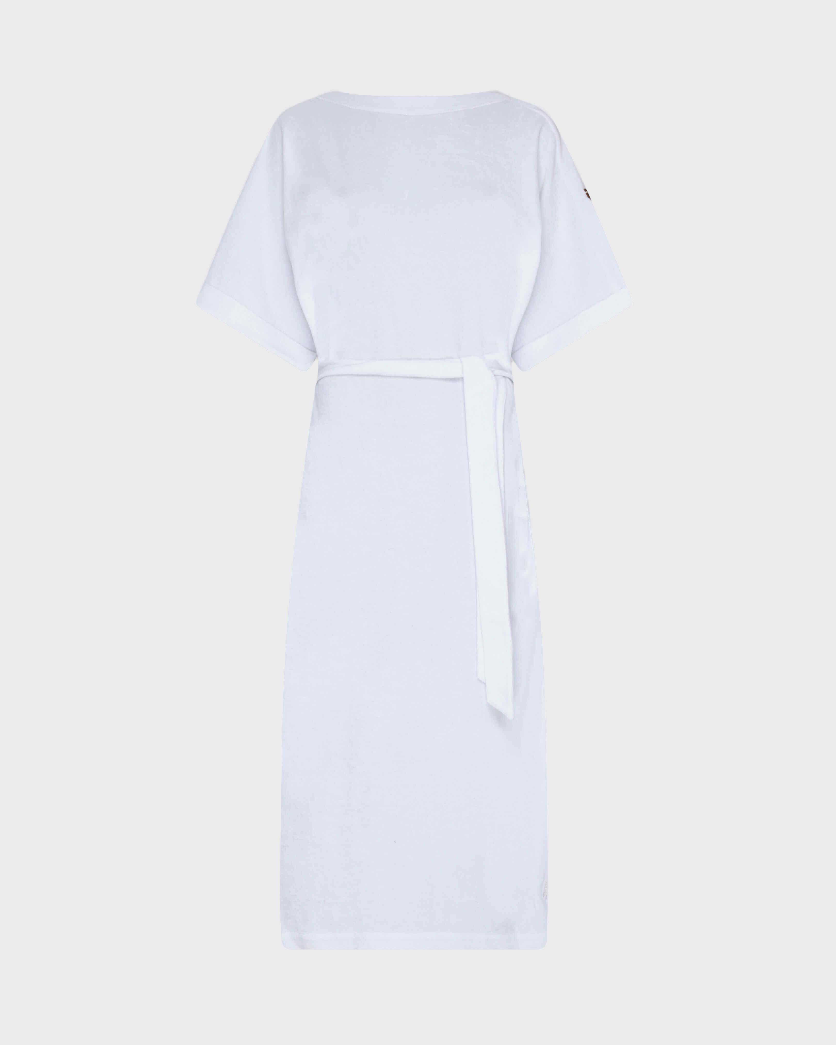 Vestido tipo túnica reversible en tejido terry de color liso para mujer BLANCO front view