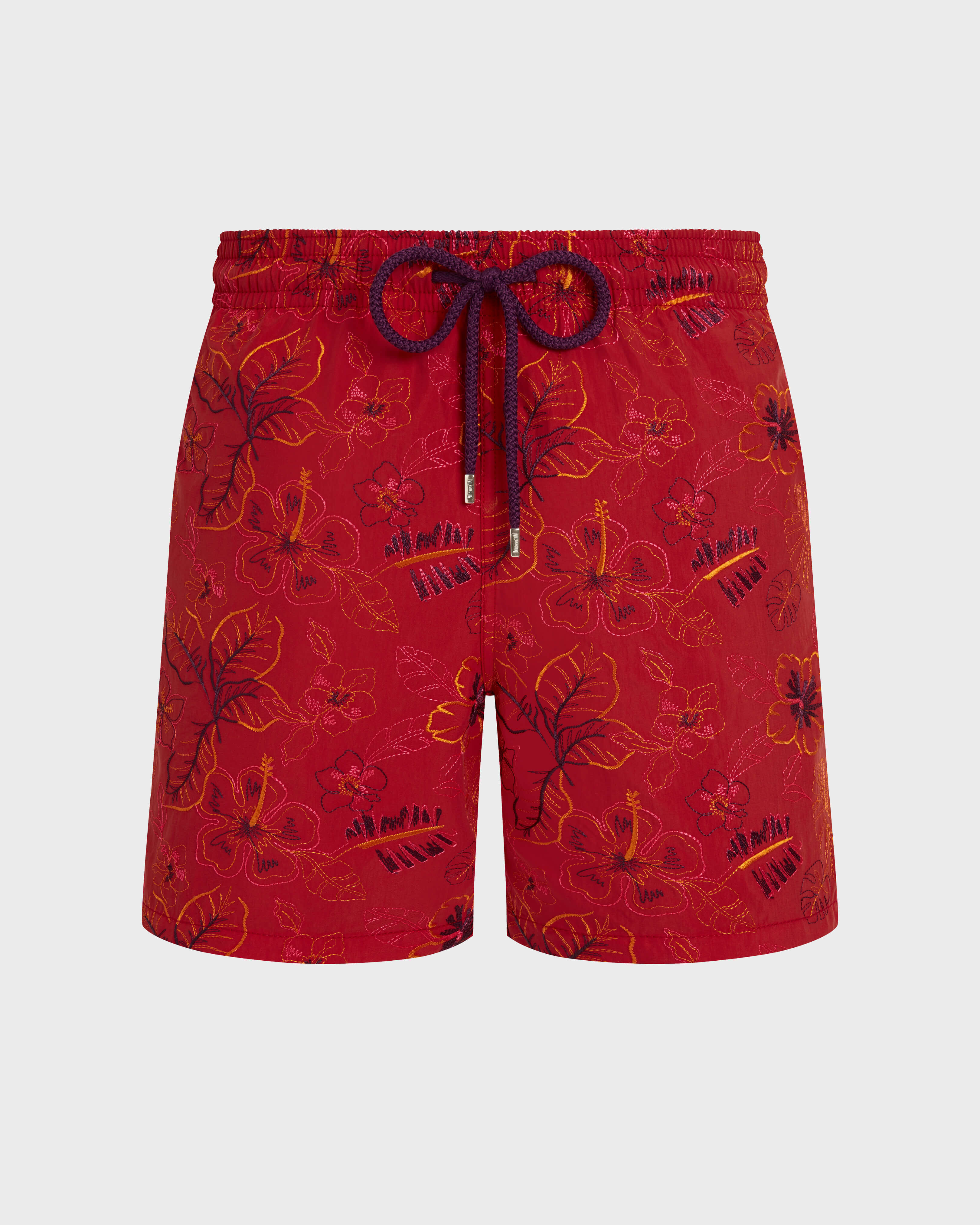 Men Embroidered Swim Trunks Island Flowers - Limited Edition DALIA front view