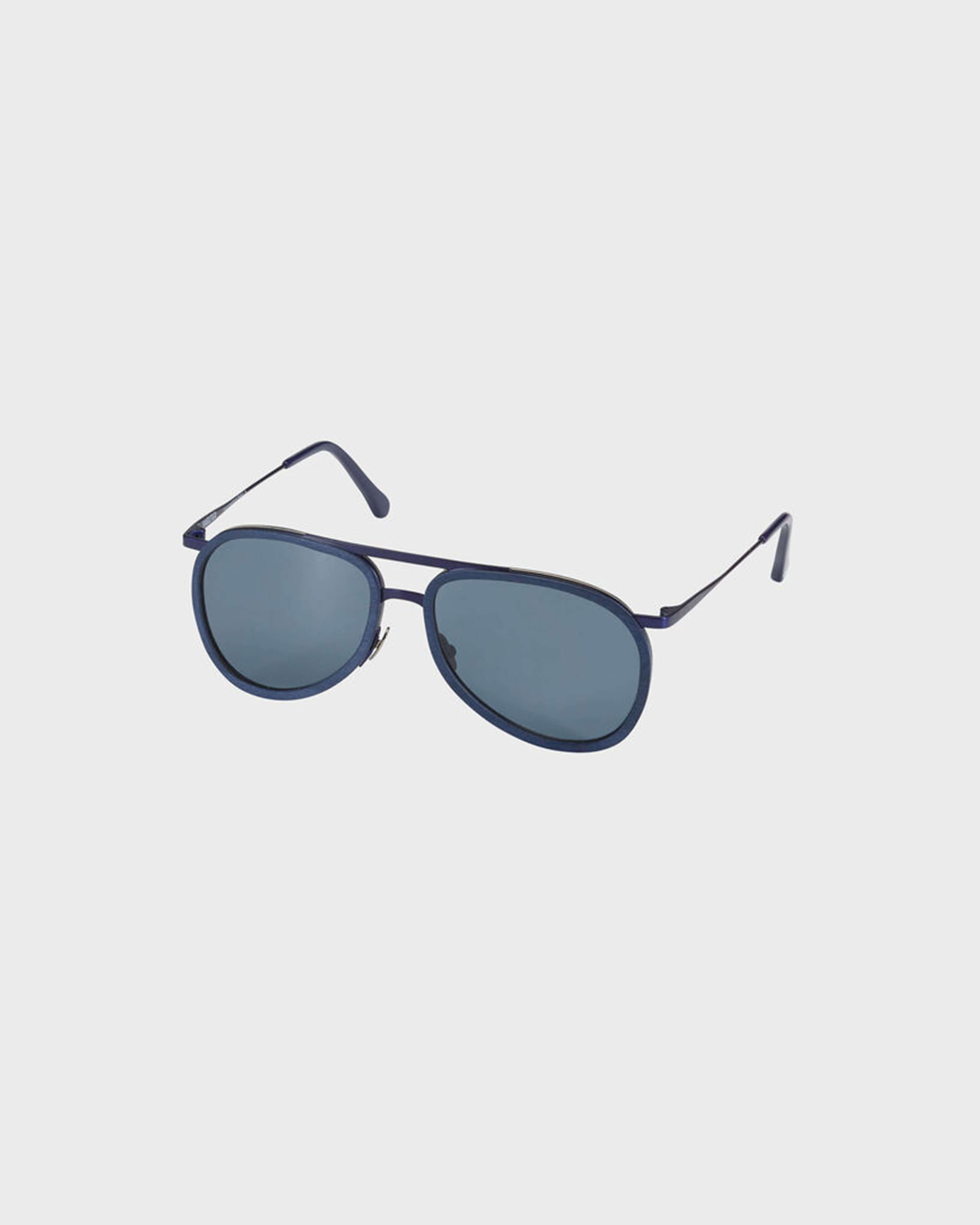 Wood Aviator Sunglasses Solid - VBQ x Shelter MIDNIGHT back view