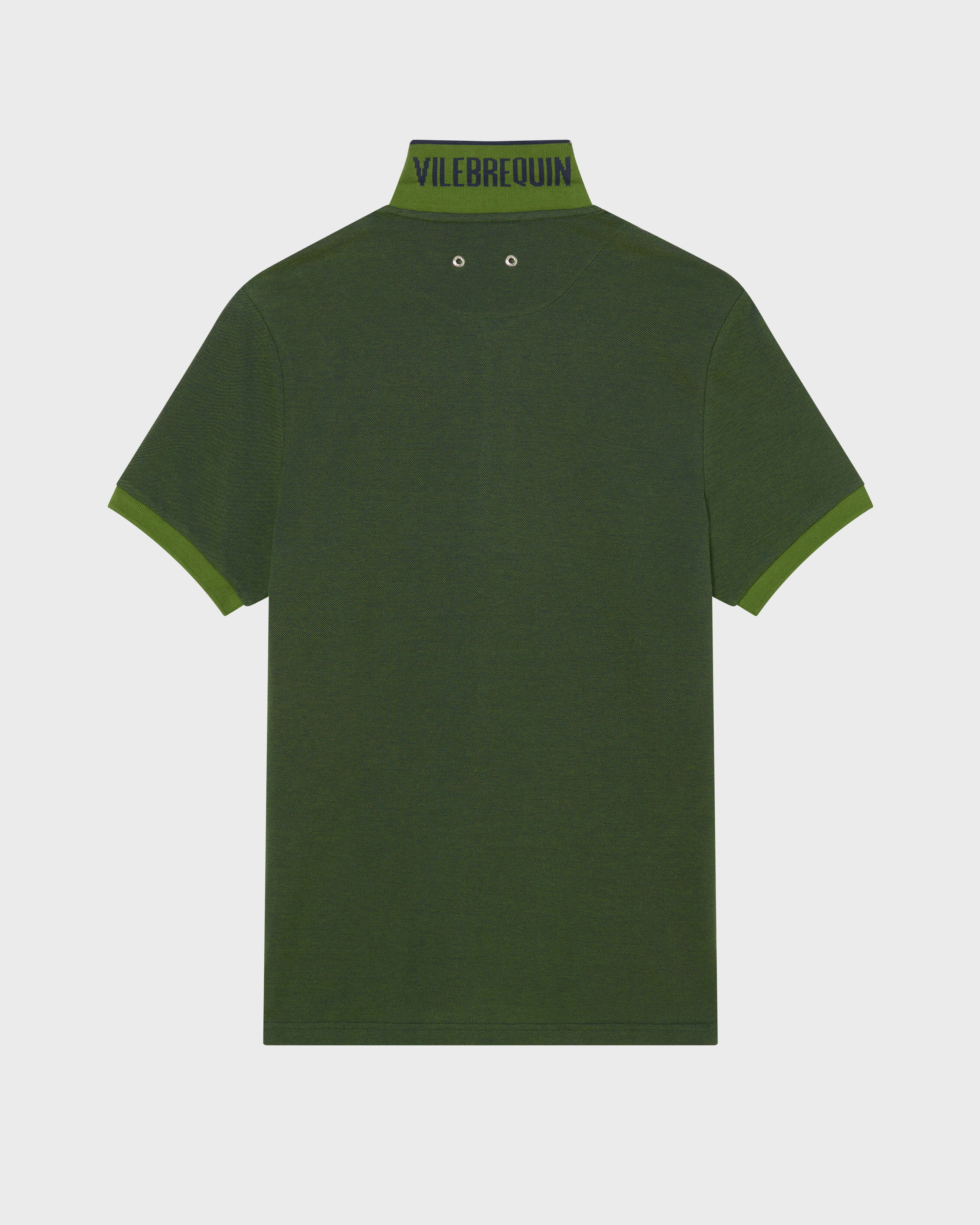 Polo de algodón de color liso cambiante para hombre AZUL MARINO back view