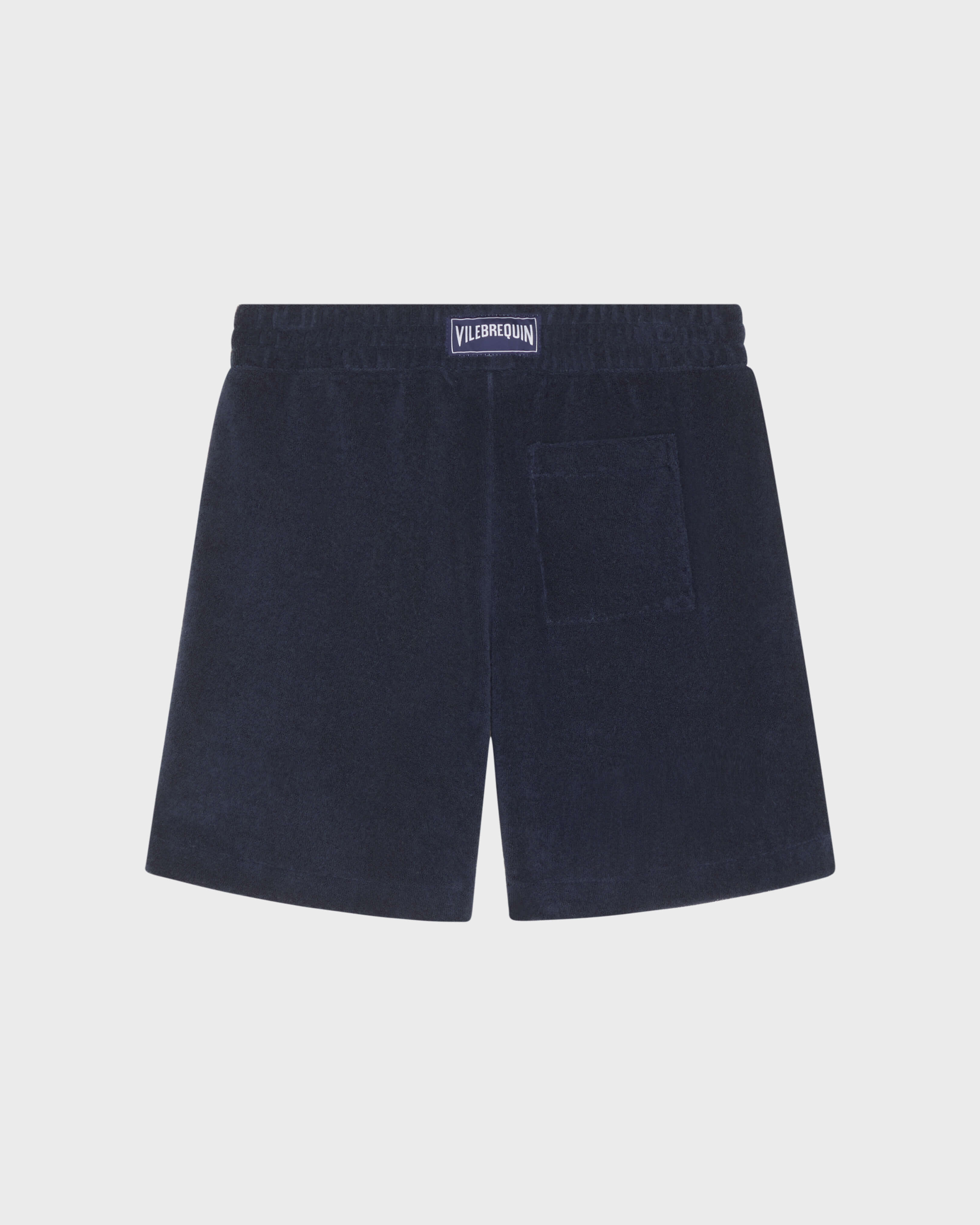 Frottee-Bermudashorts mit aufgestickter Schildkröte für Jungen MARINEBLAU back view
