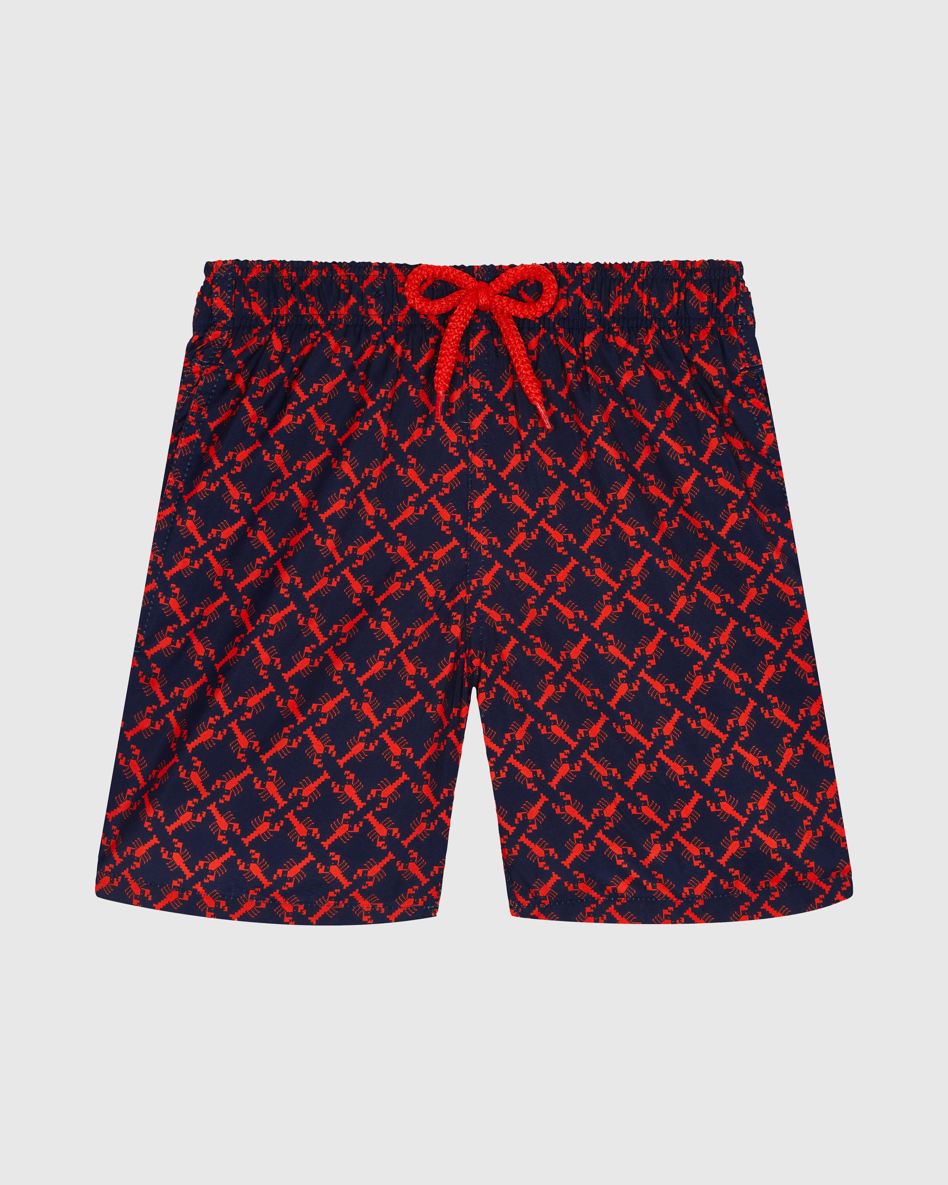 Boys Ultra-light and packable Swim Shorts Homard Pixel NAVY front view