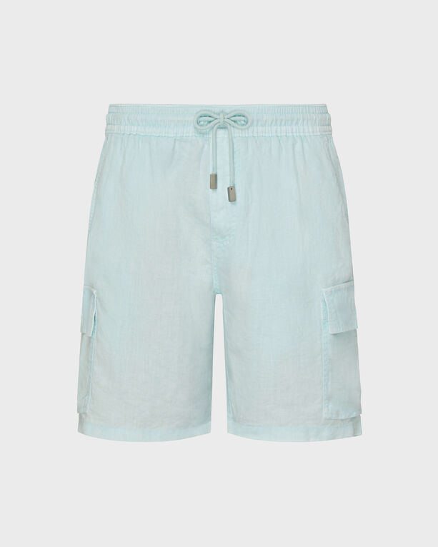 Vilebrequin - Men Linen Cargo Bermuda Shorts Natural Dye - Bermuda - Baie - Blue - Size S