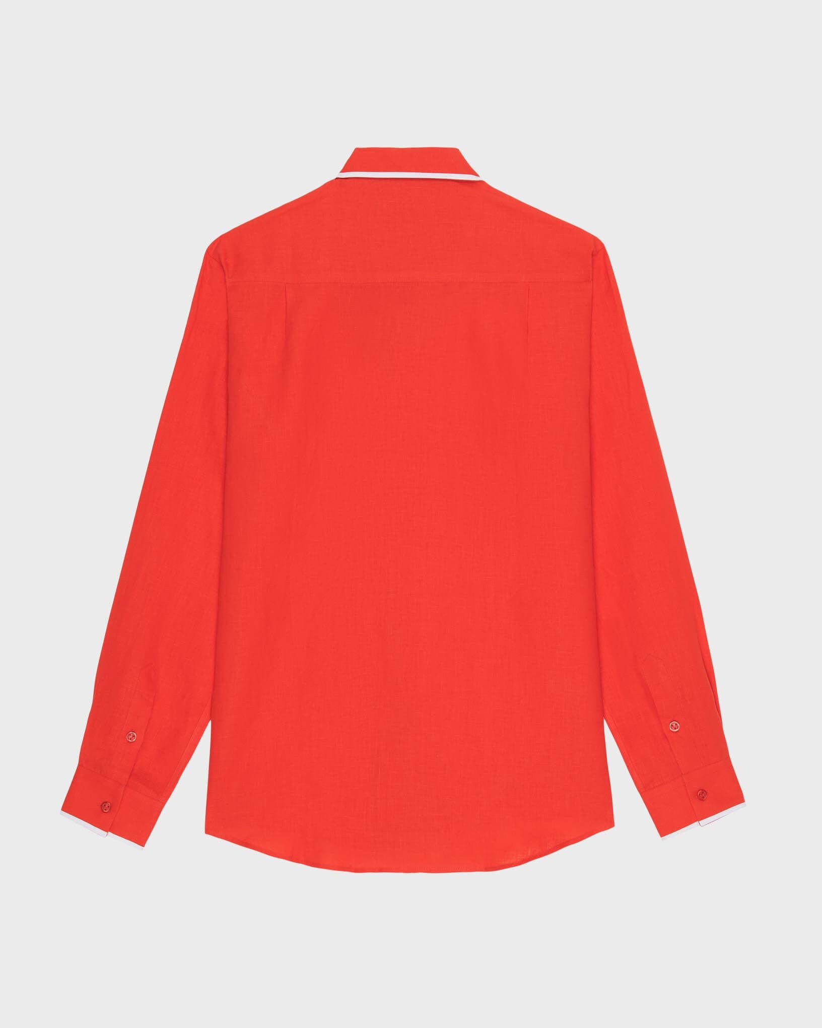 Men Linen Shirt VBQ Line POPPY RED back view