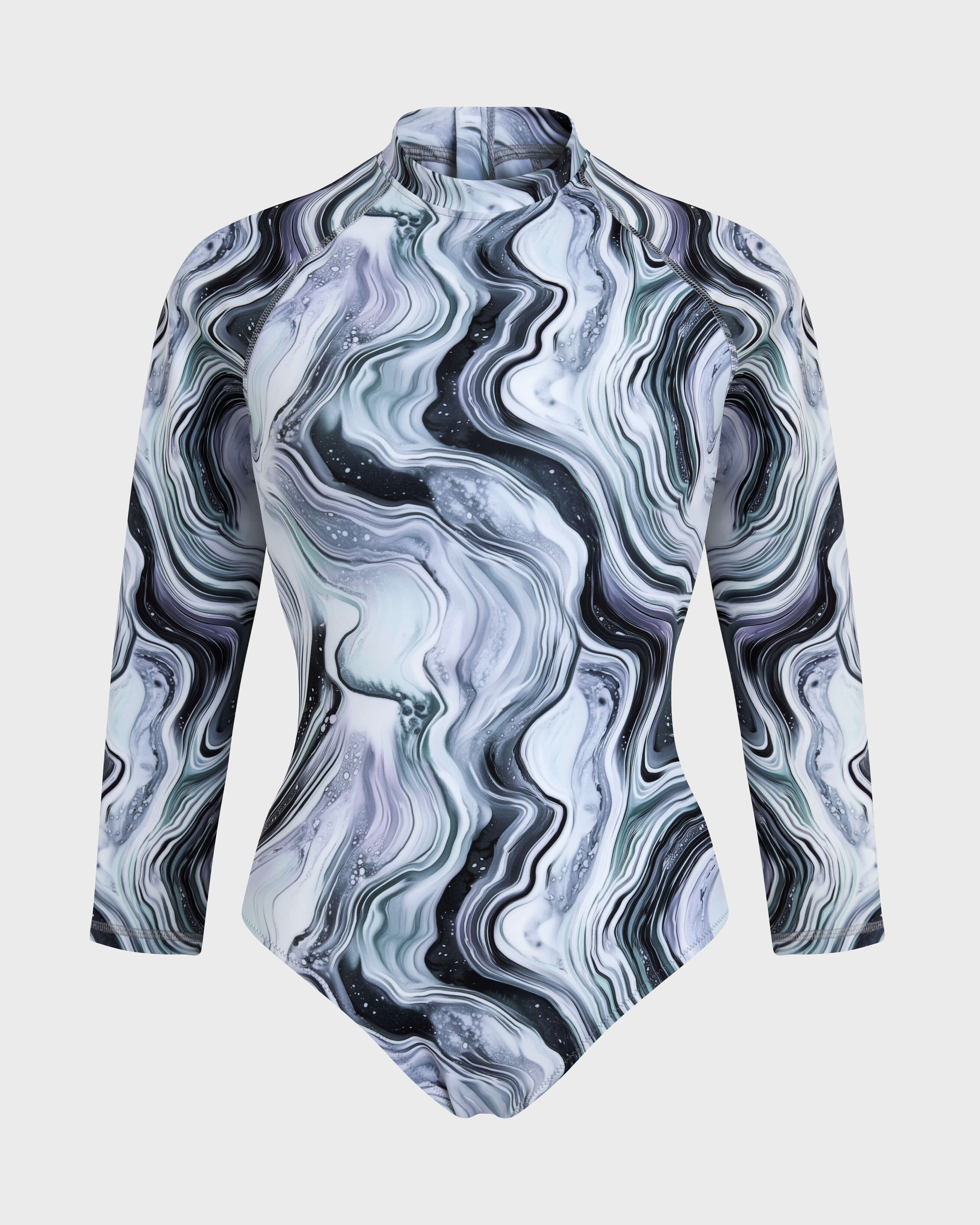 Rash guard intera donna con protezione UV Marble BIANCO front view
