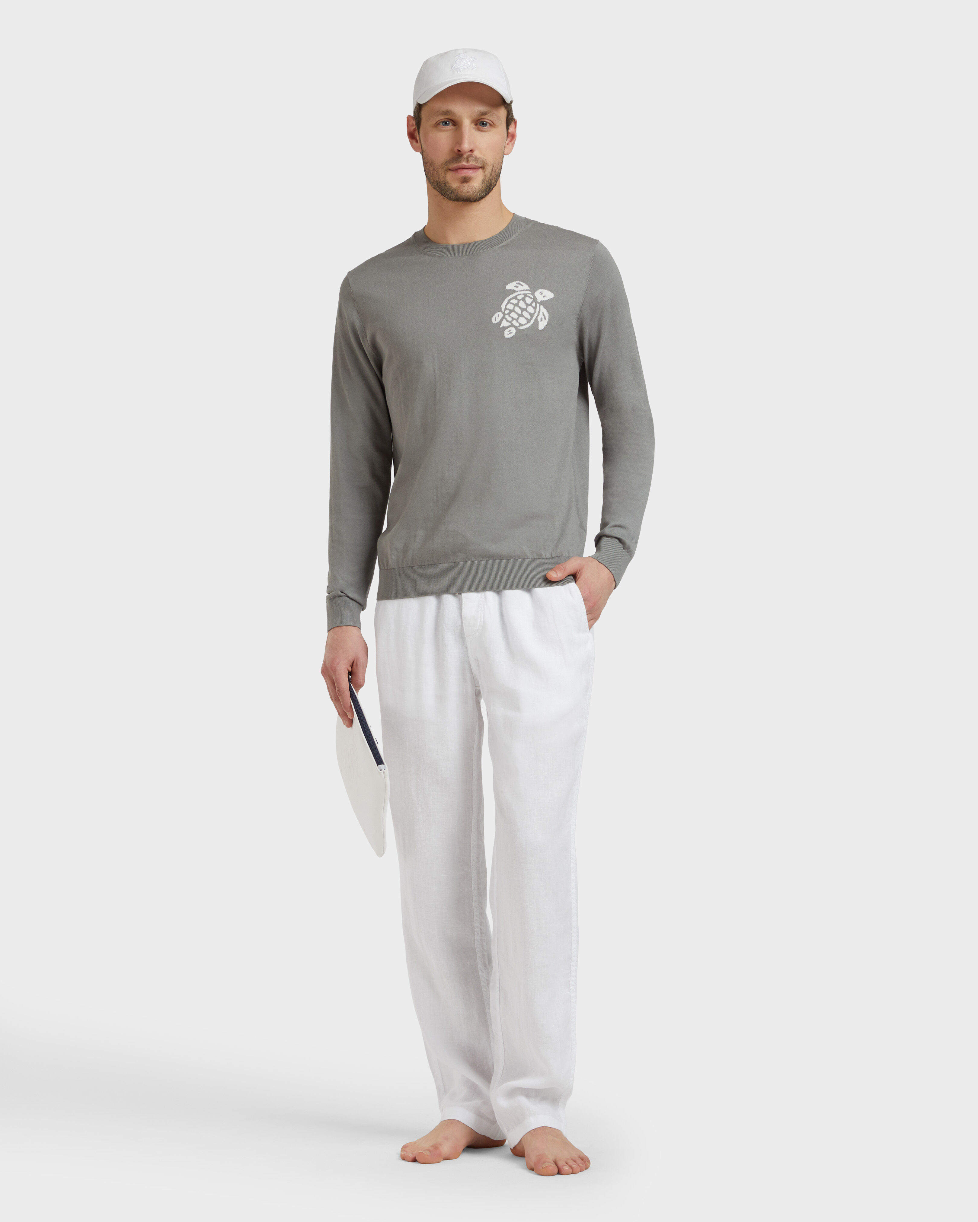 Men Cotton Sweater Turtle HEATHER GREY supp1 view