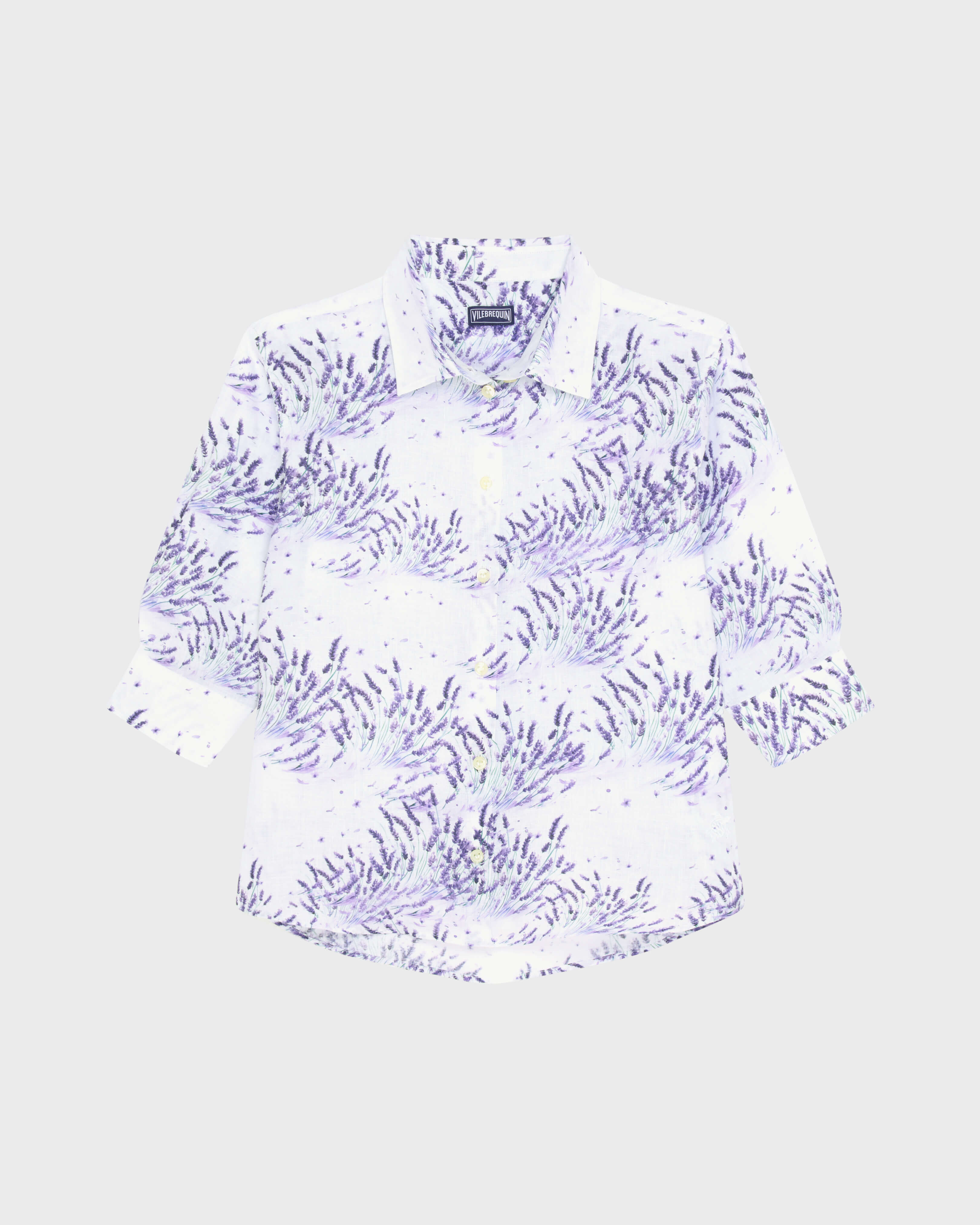 Women Linen Shirt Lavender - IN STOCK May 12th WHITE front view