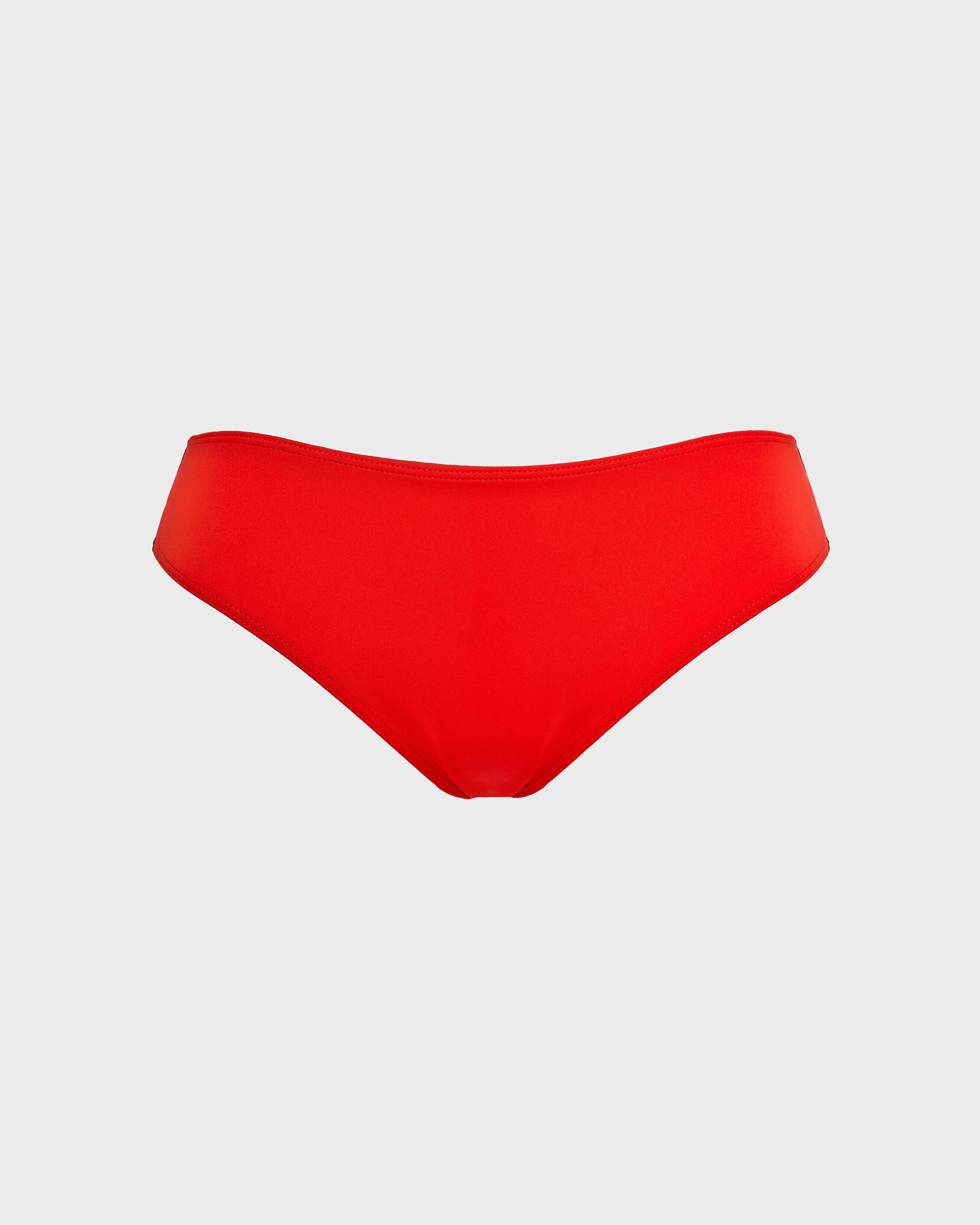 Women high-waisted brief bikini bottom - Vilebrequin x JCC+ - Limited Edition RED POLISH front view