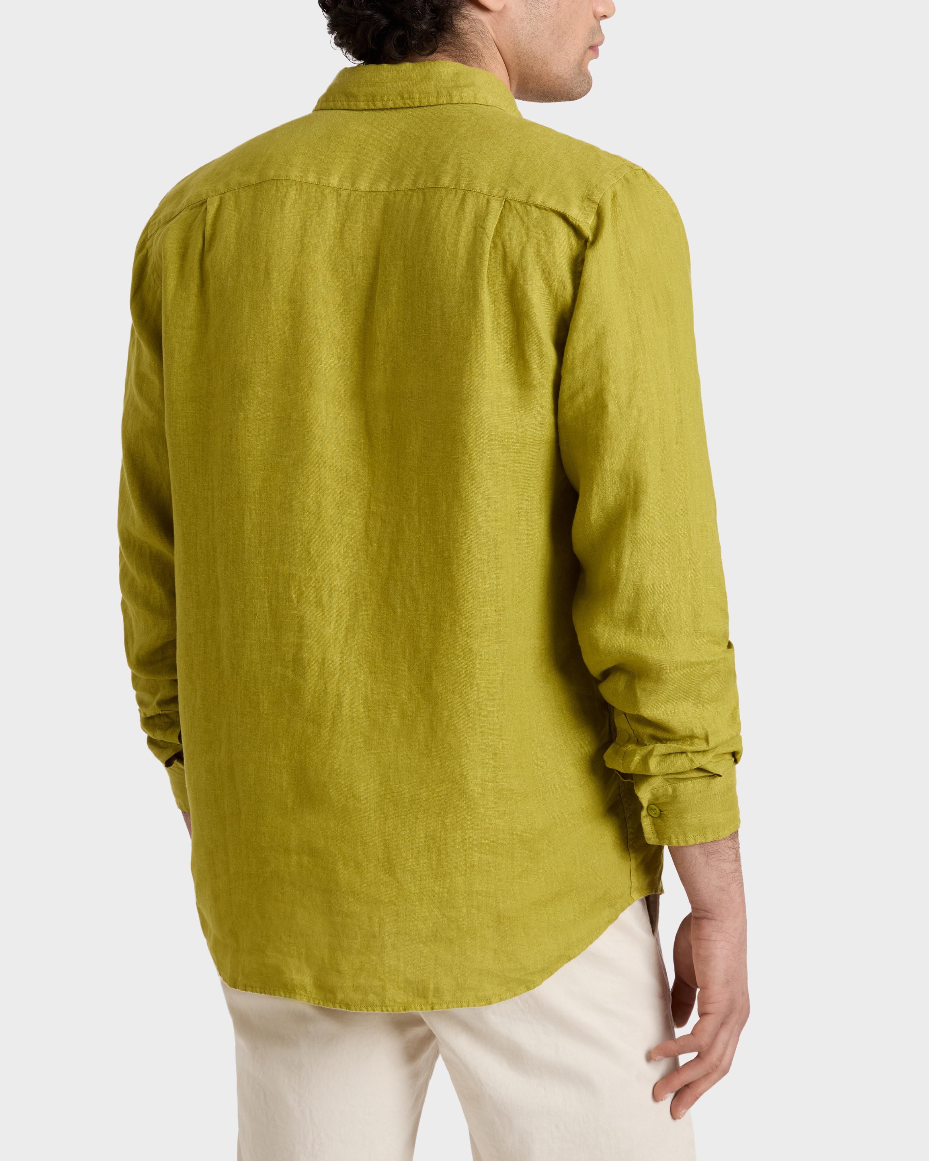 Men Linen Shirt Solid WORMWOOD backworn view