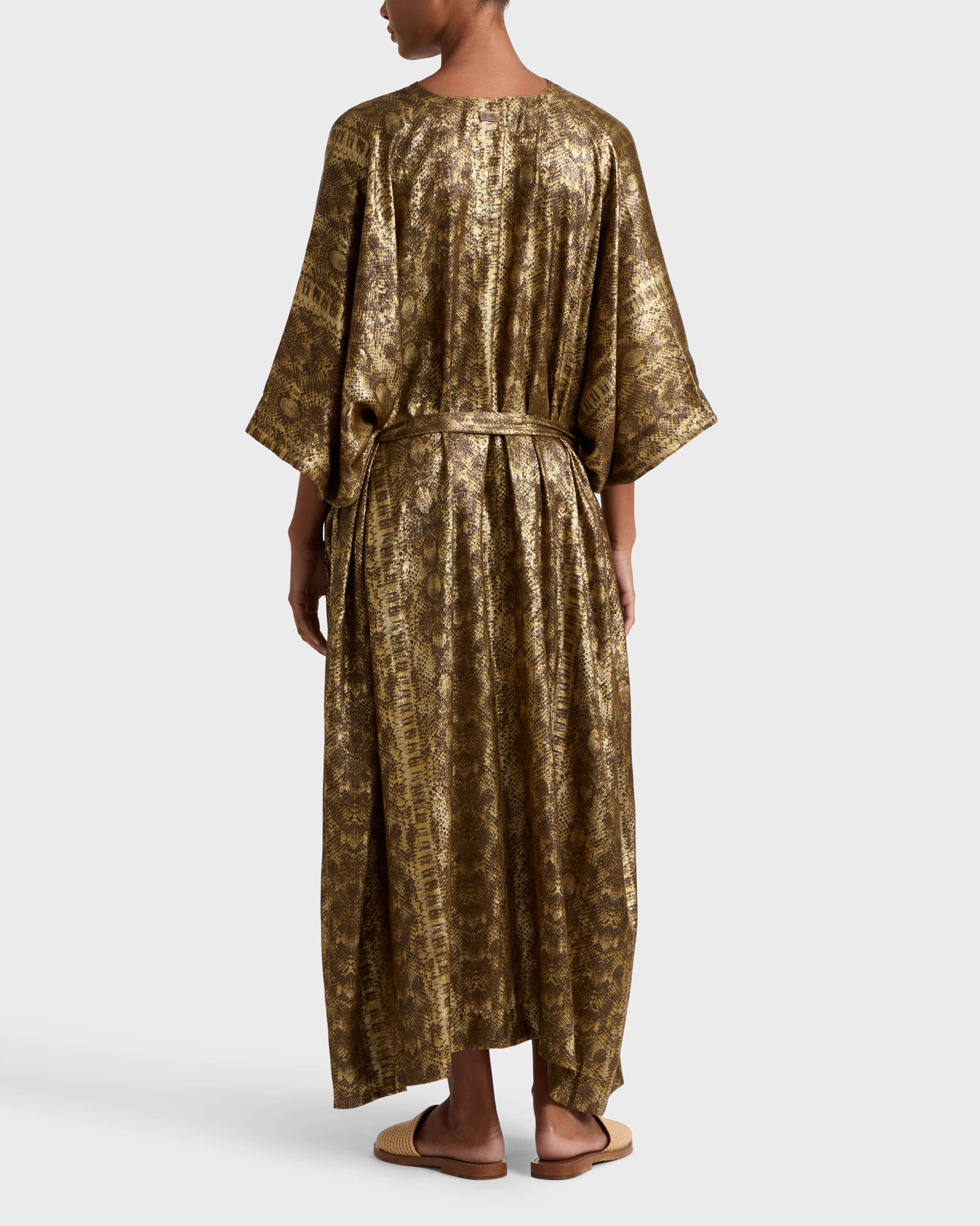 Caftan long femme Lamé Python DORE backworn view