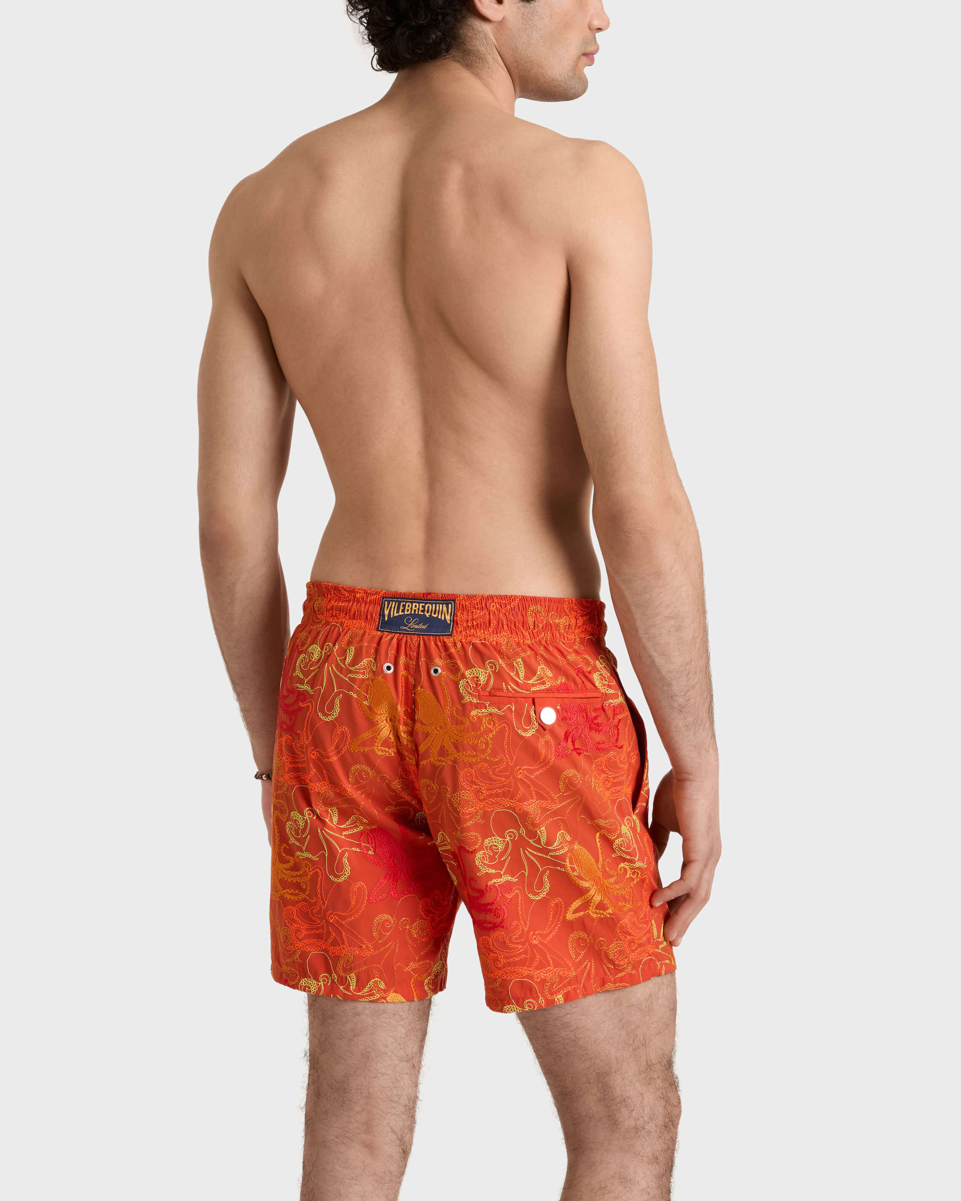 Pantaloncini mare uomo ricamati Octopussy - Edizione limitata RUST backworn view