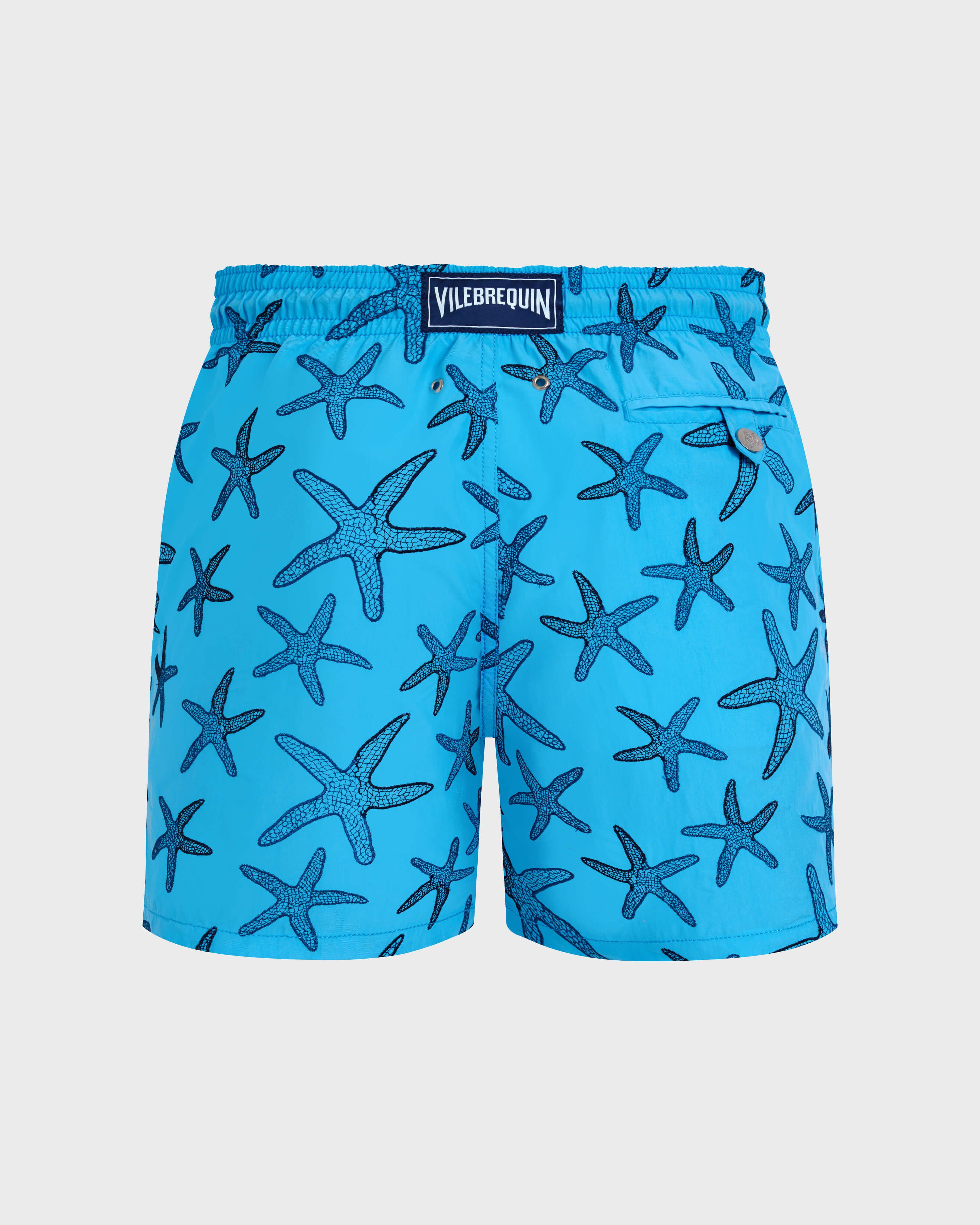 Men Swim Shorts Embroidered Starlettes- Limited Edition BLUE TOPAZ back view