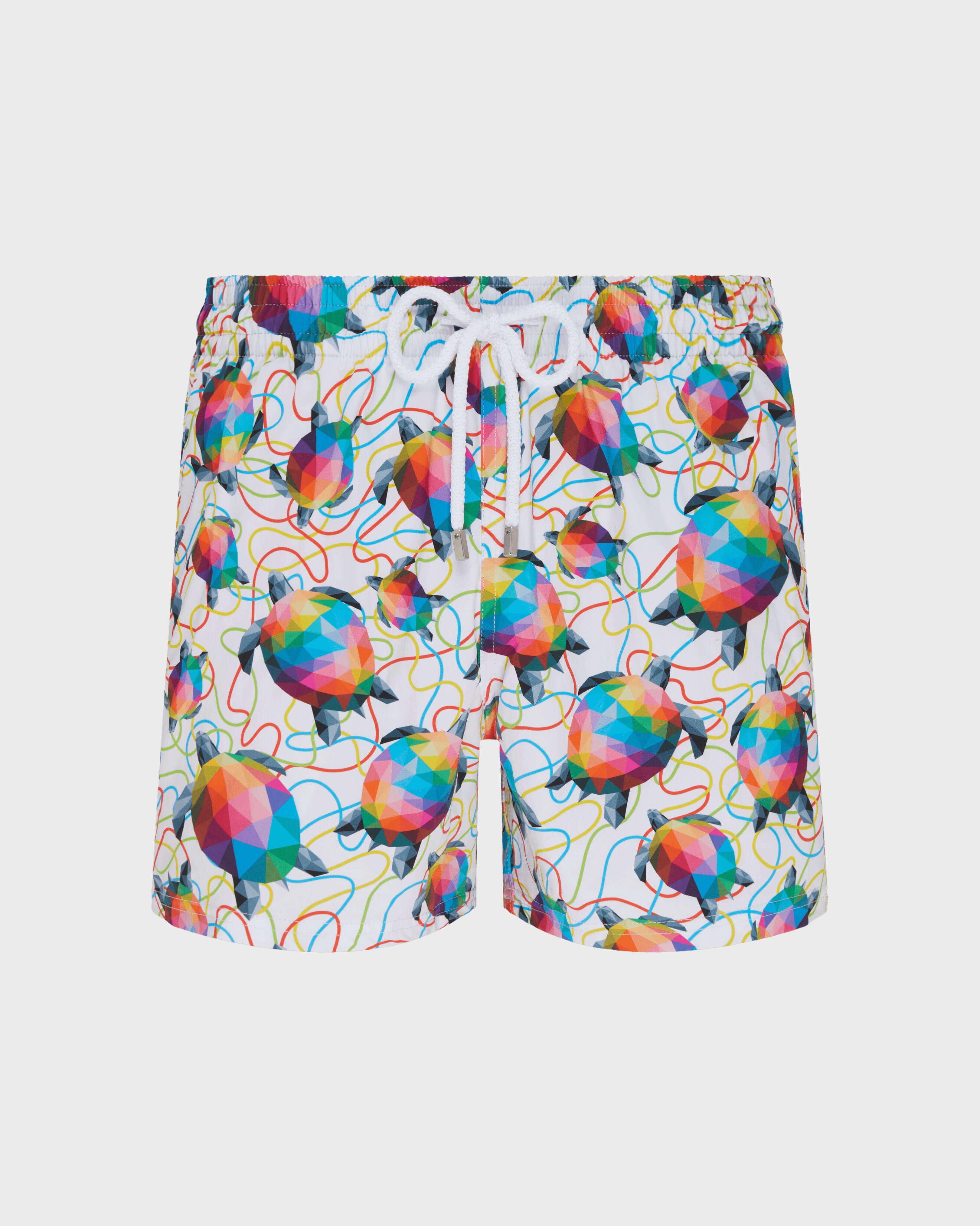 Tortugas Stretch-Badeshorts für Herren – Vilebrequin x Okuda San Miguel MULTICOLOR front view