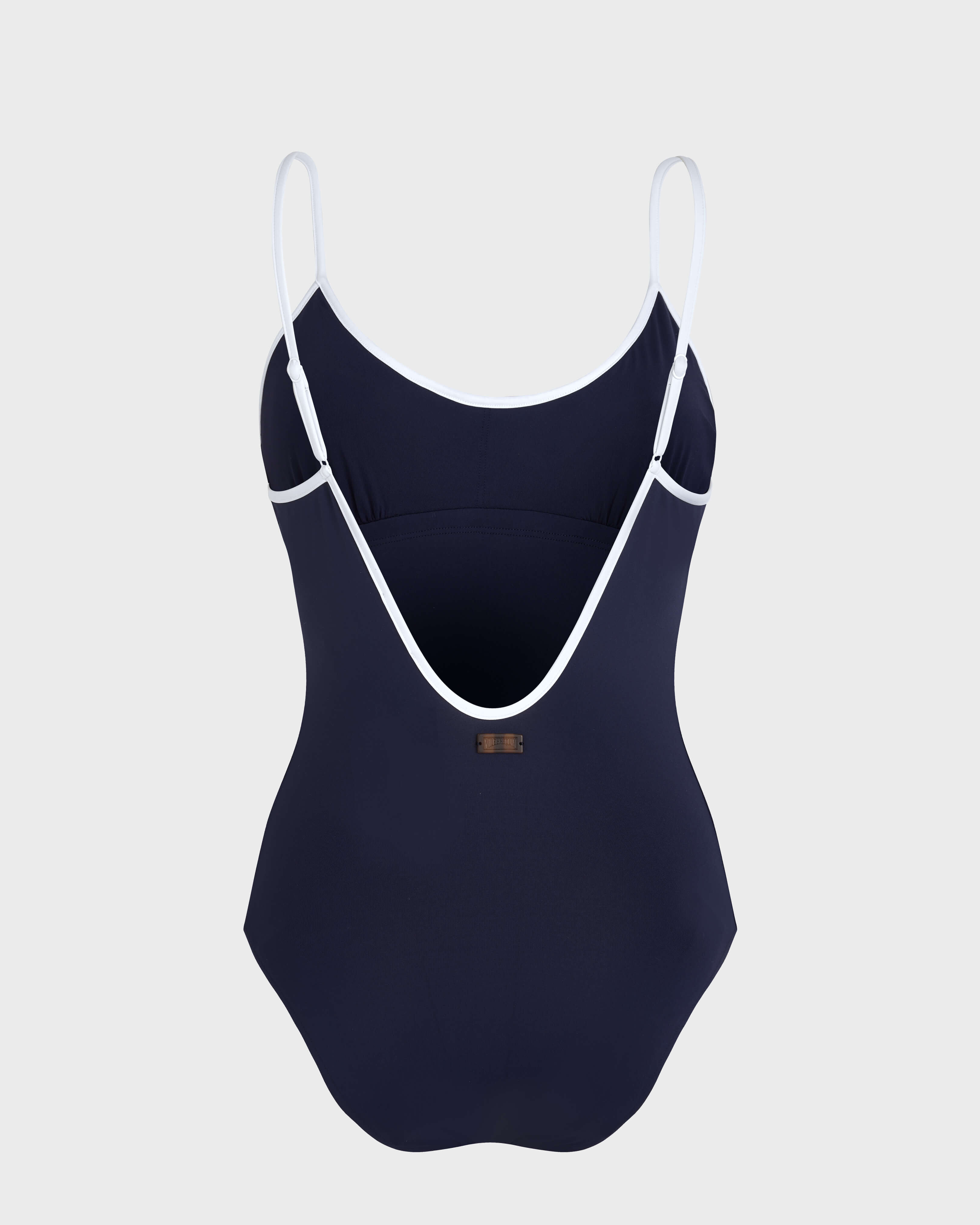 Costume intero donna con schiena scoperta tinta unita BLU MARINE back view