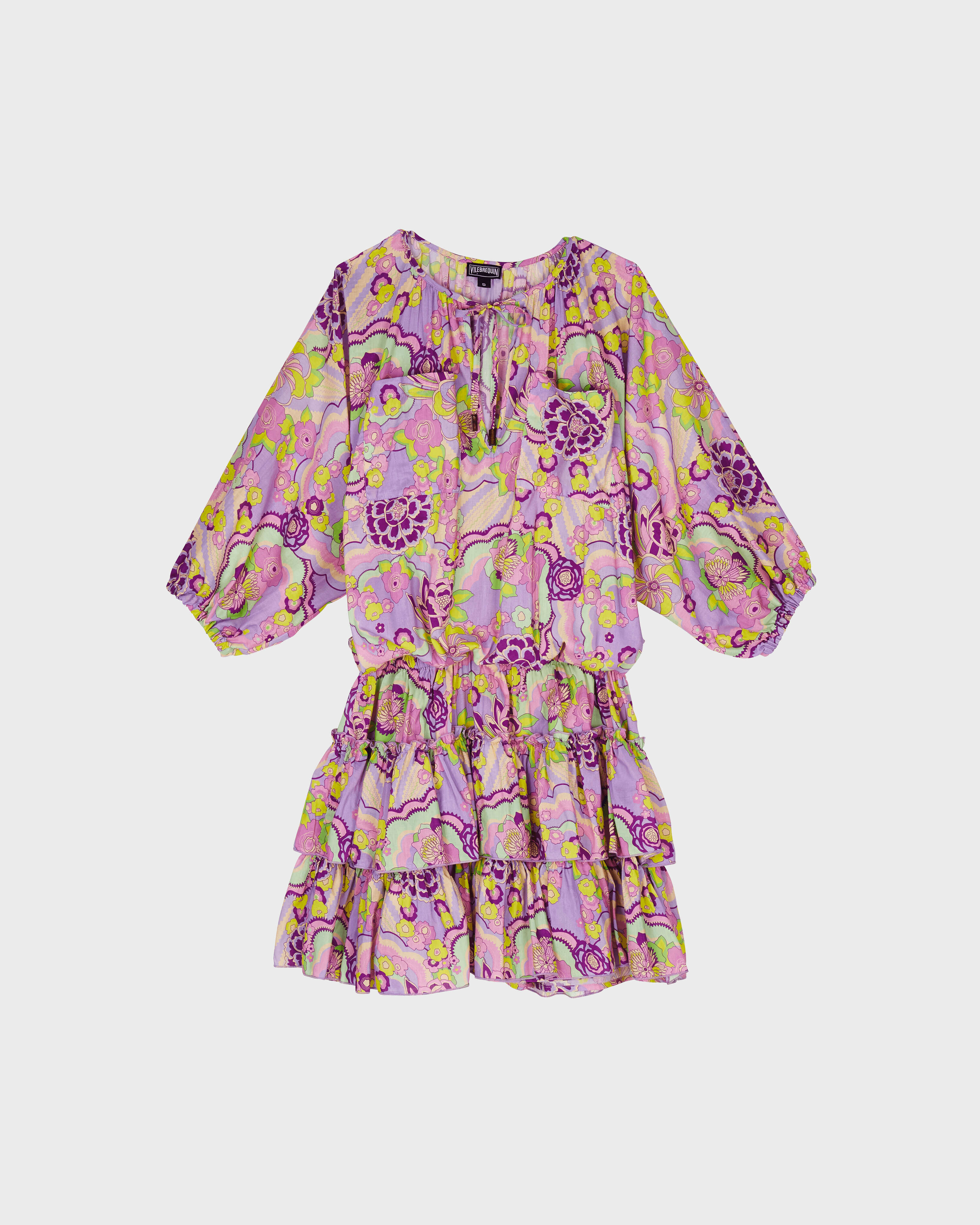 Vestido con estampado Rainbow Flowers para mujer CYCLAMEN front view