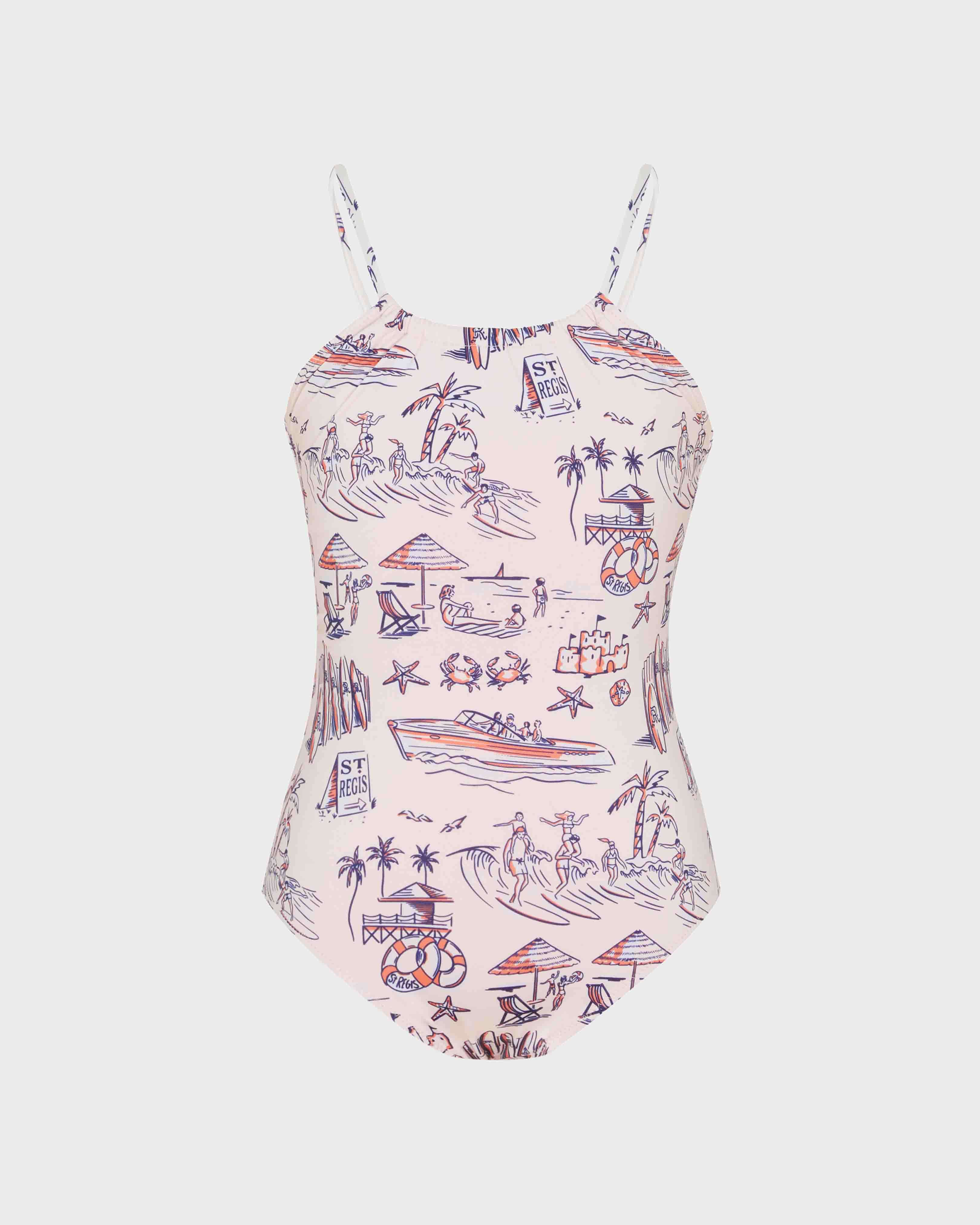 Girls One-piece Swimsuit Family Beach - Vilebrequin x St Regis 066 front view