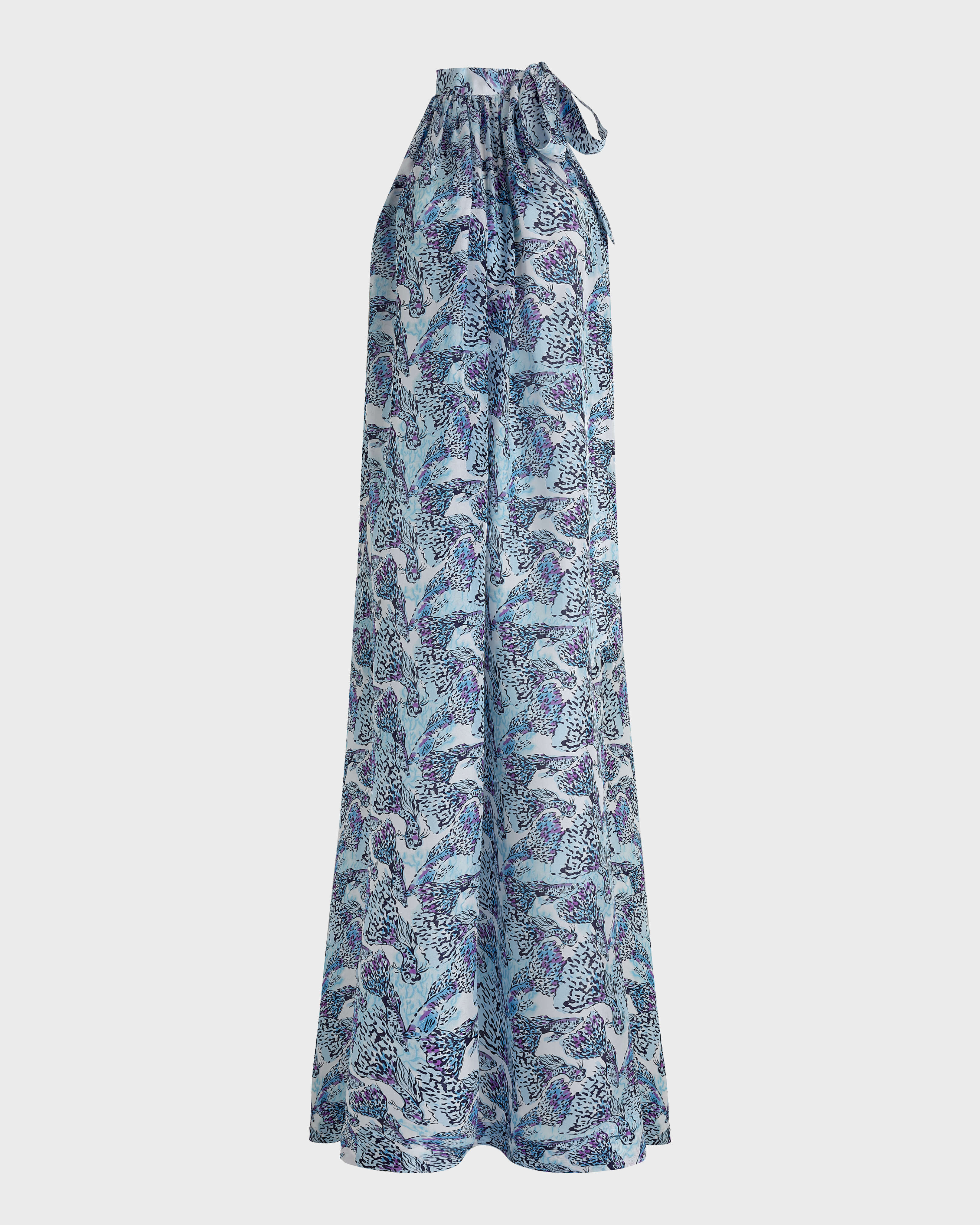 Women Sleeveless Silk Dress Isadora Fish BLANCO front view