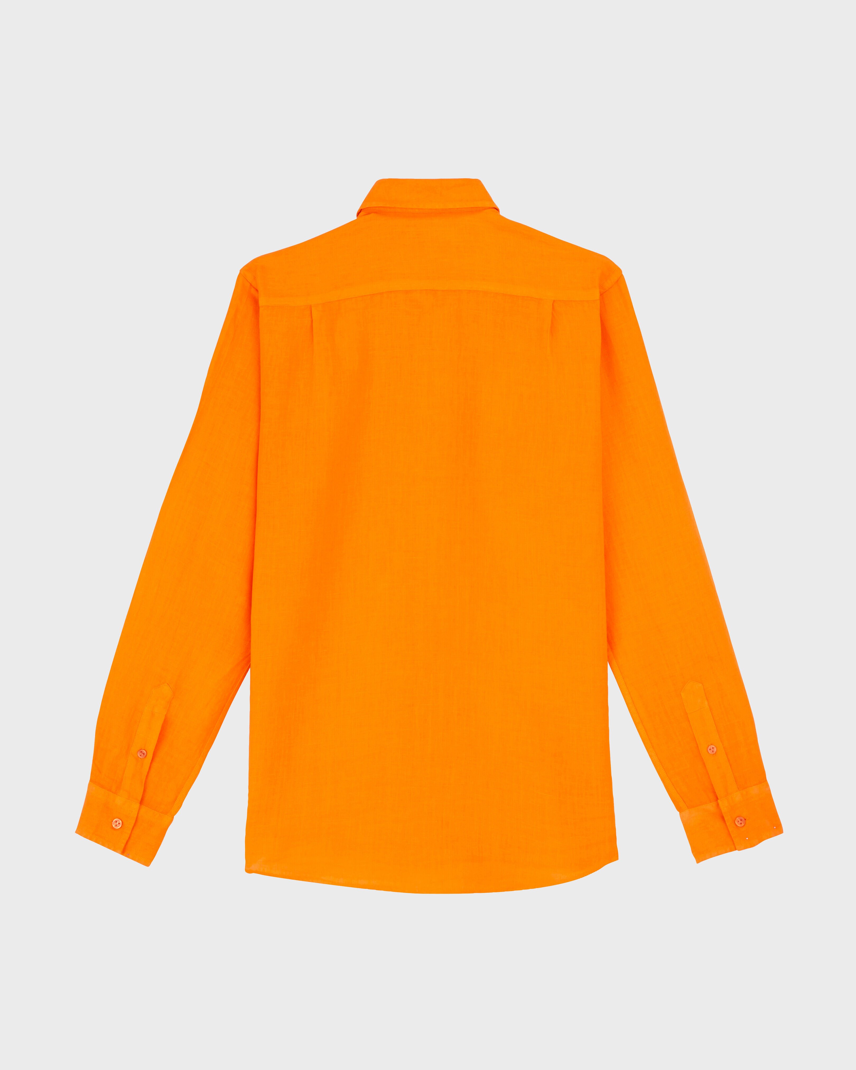 Men Linen Shirt Solid APRICOT back view