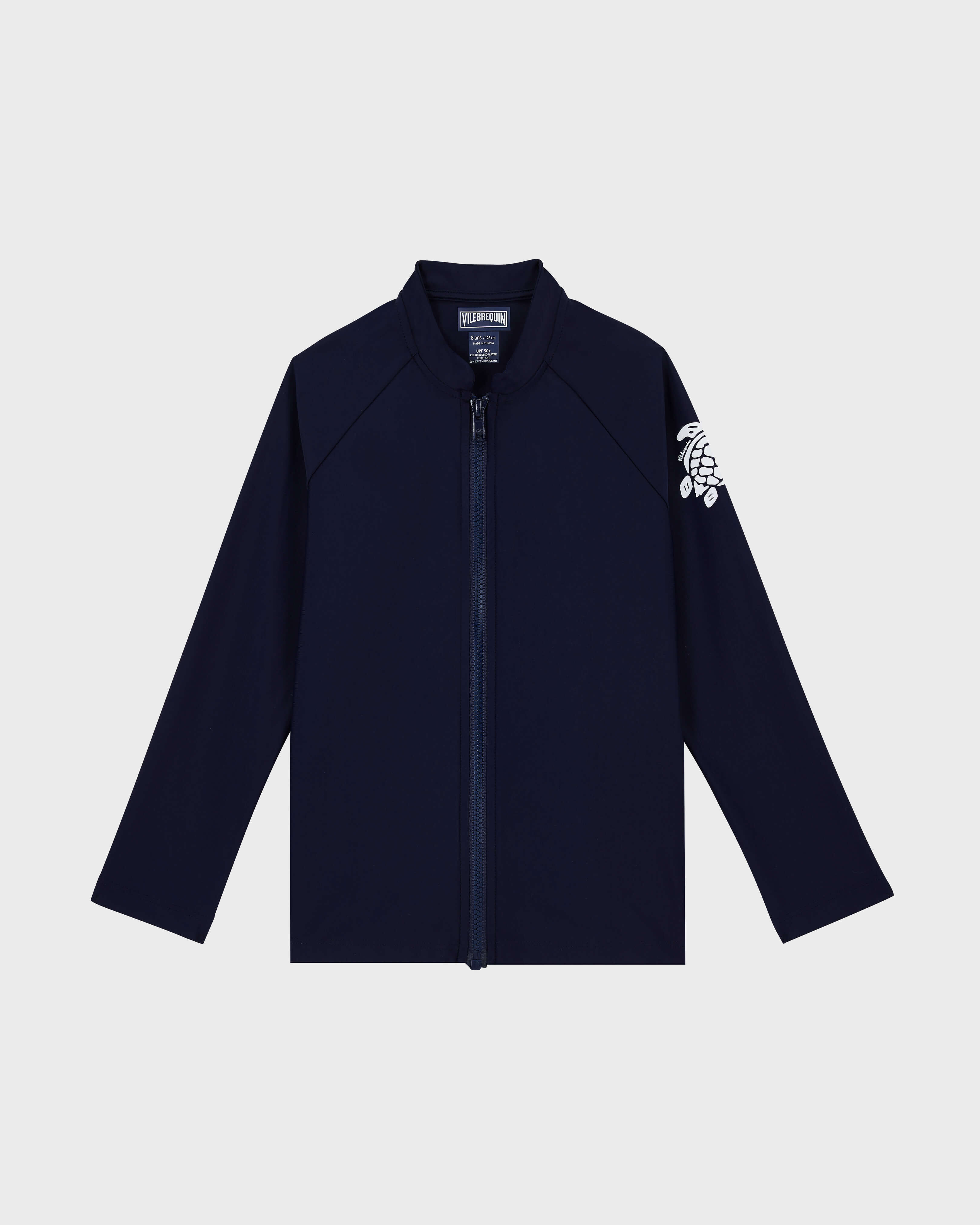 Kids Zipper Long Sleeves Rashguard NAVY front view
