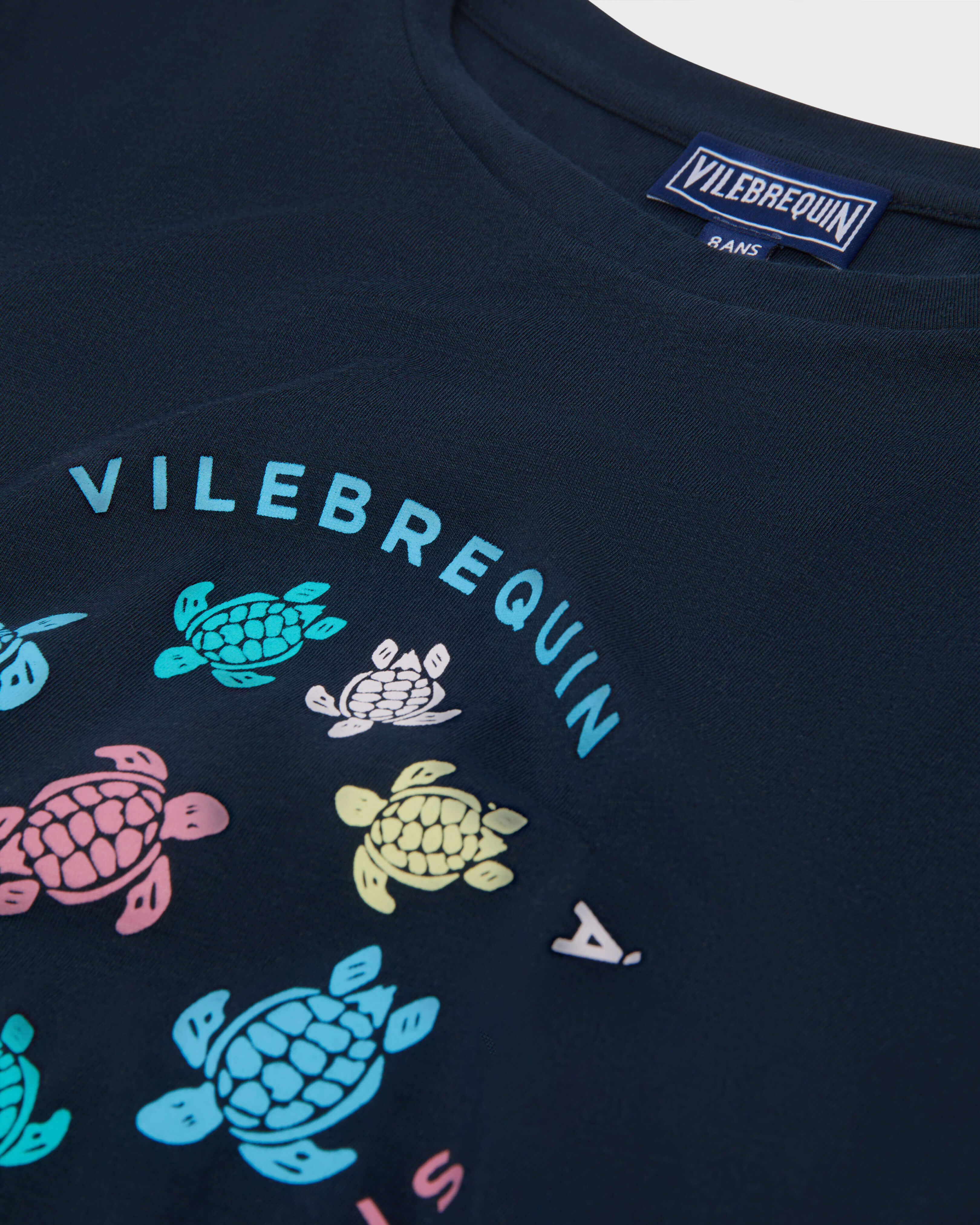 T-shirt bambino in cotone biologico Tortues Multicolores BLU MARINE look1 view