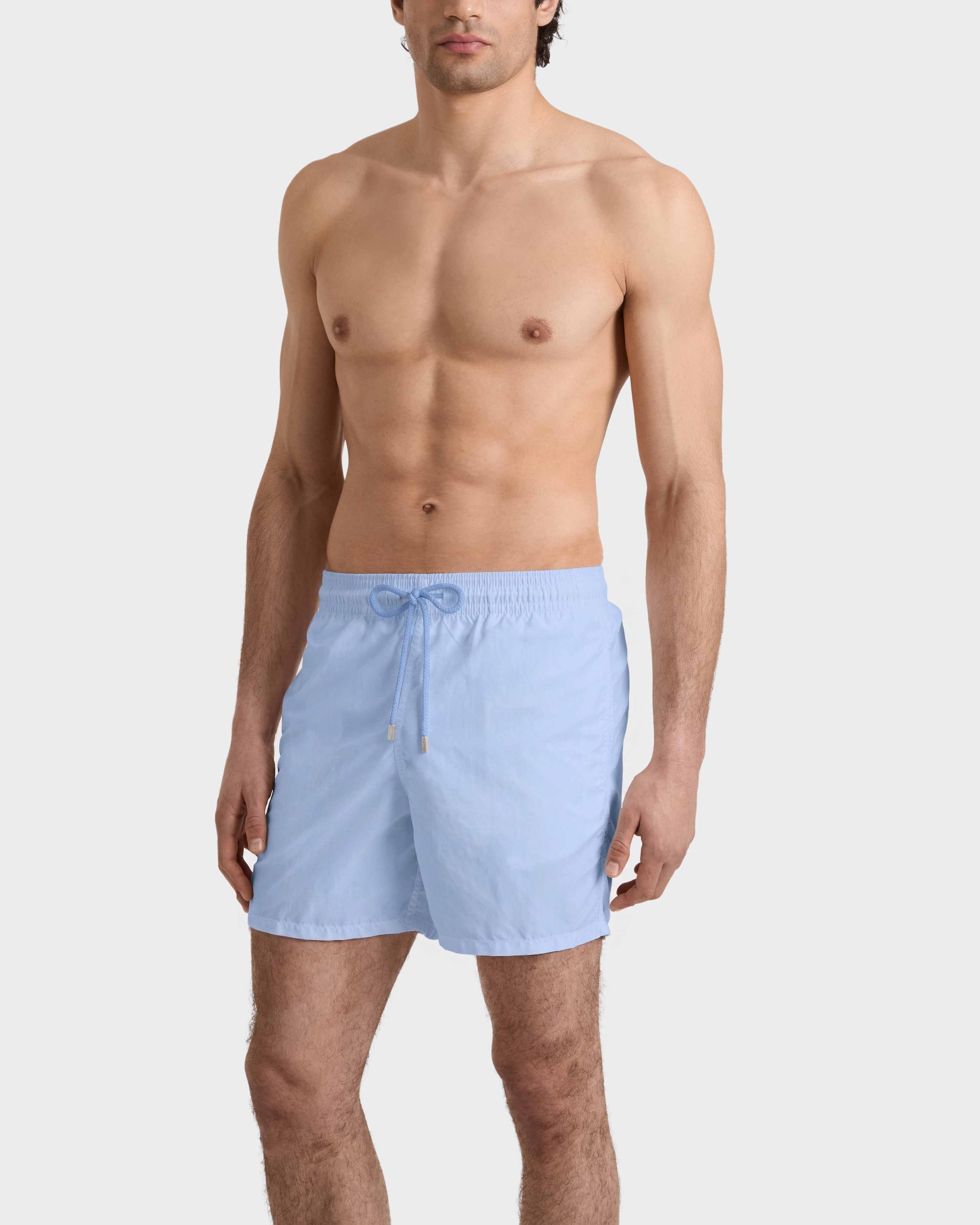 Men Swim Trunks Solid FLAX FLOWER frontworn view