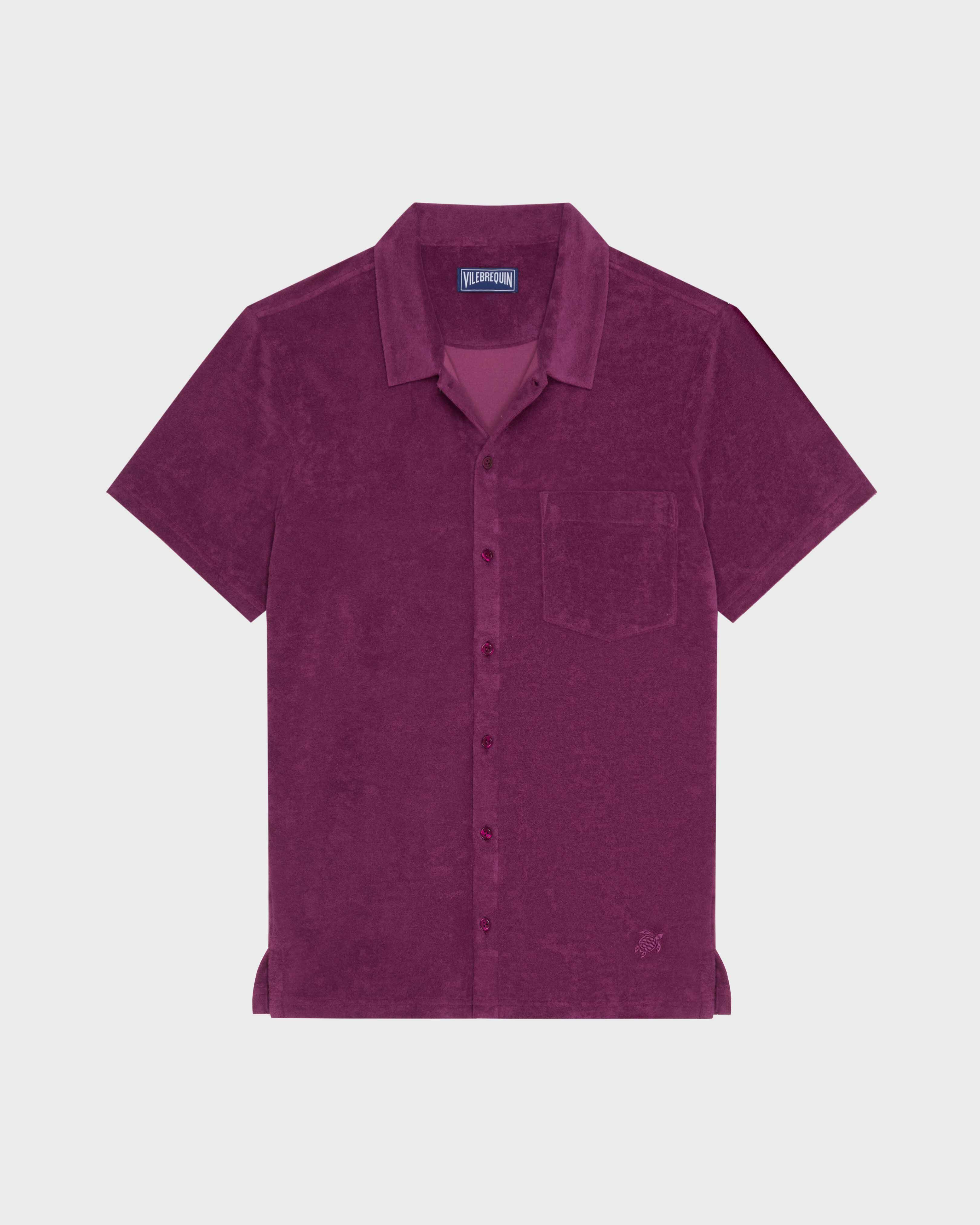 Camisa de bolos de tejido terry de color liso para hombre KERALA front view