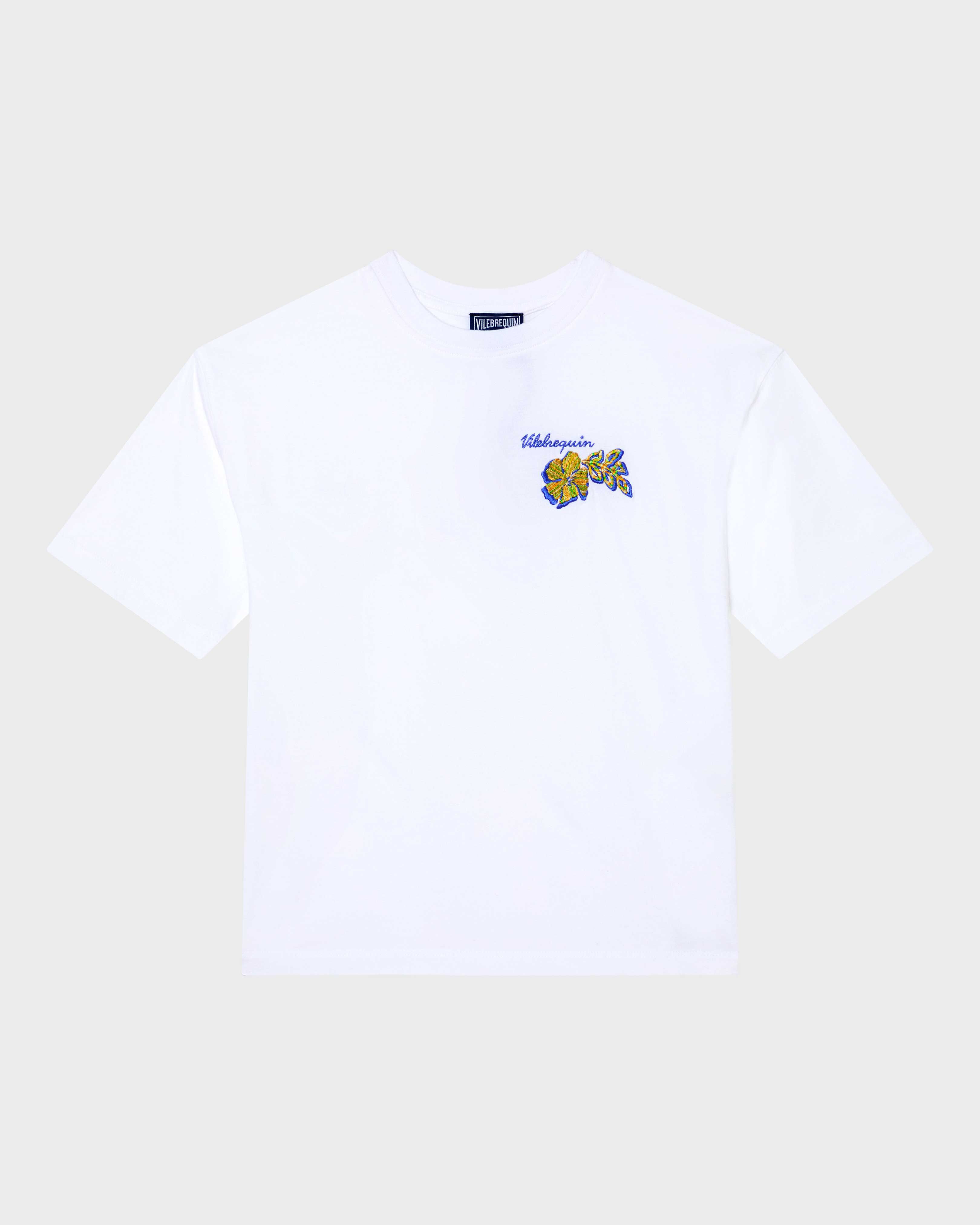 Camiseta extragrande de algodón orgánico con estampado Frangipanier para niños BLANCO front view