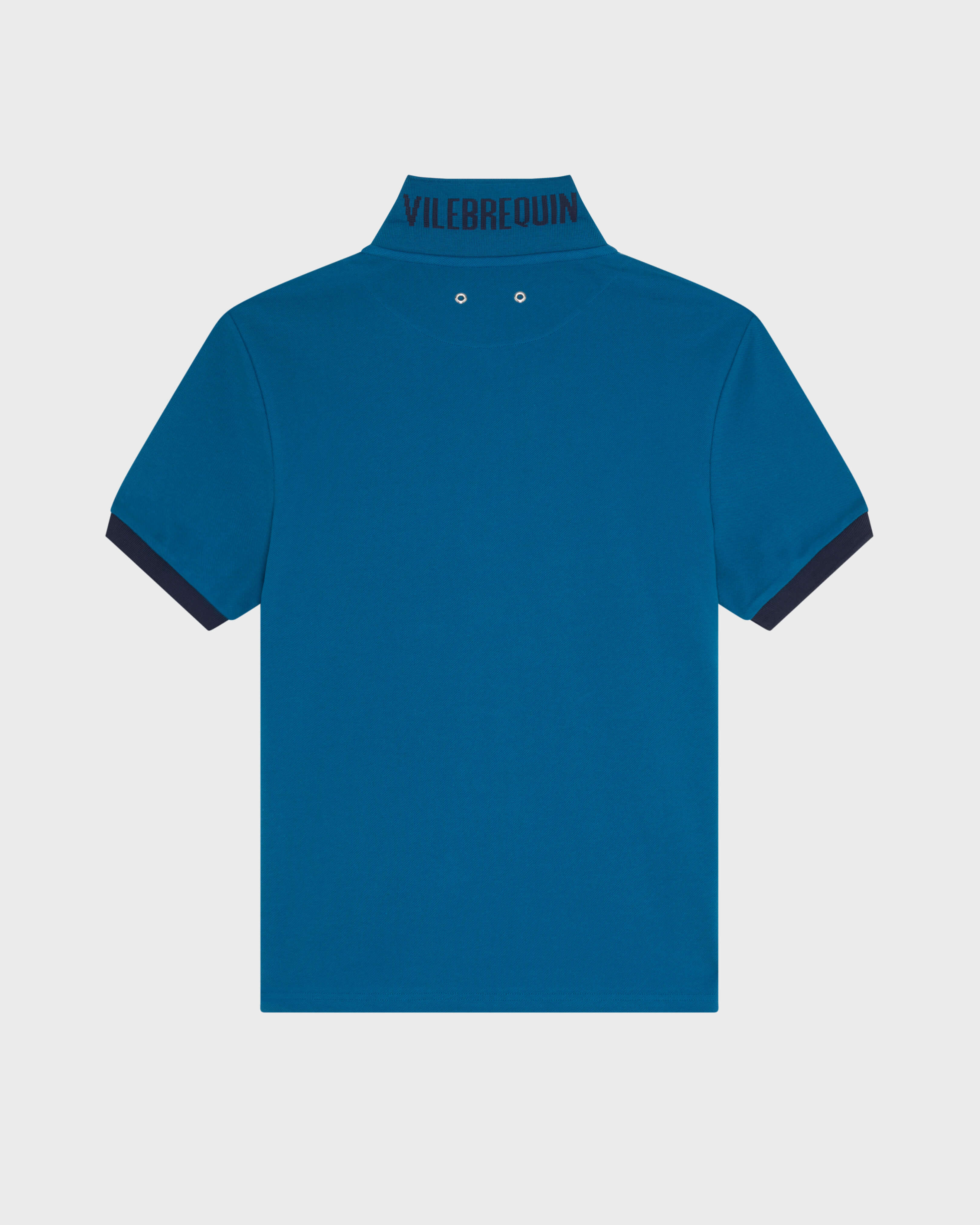 Polo de algodón de color liso para hombre PEACOCK back view