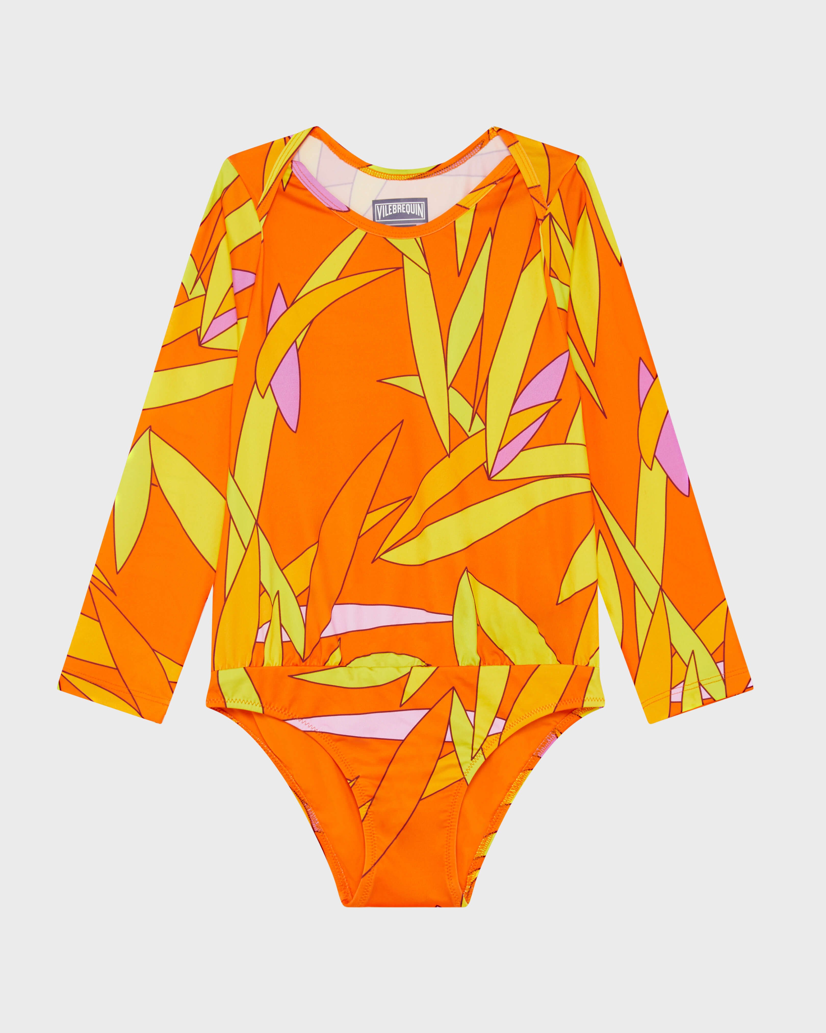 Girls One-piece Swimsuit Rashguard Madrague APRICOT front view