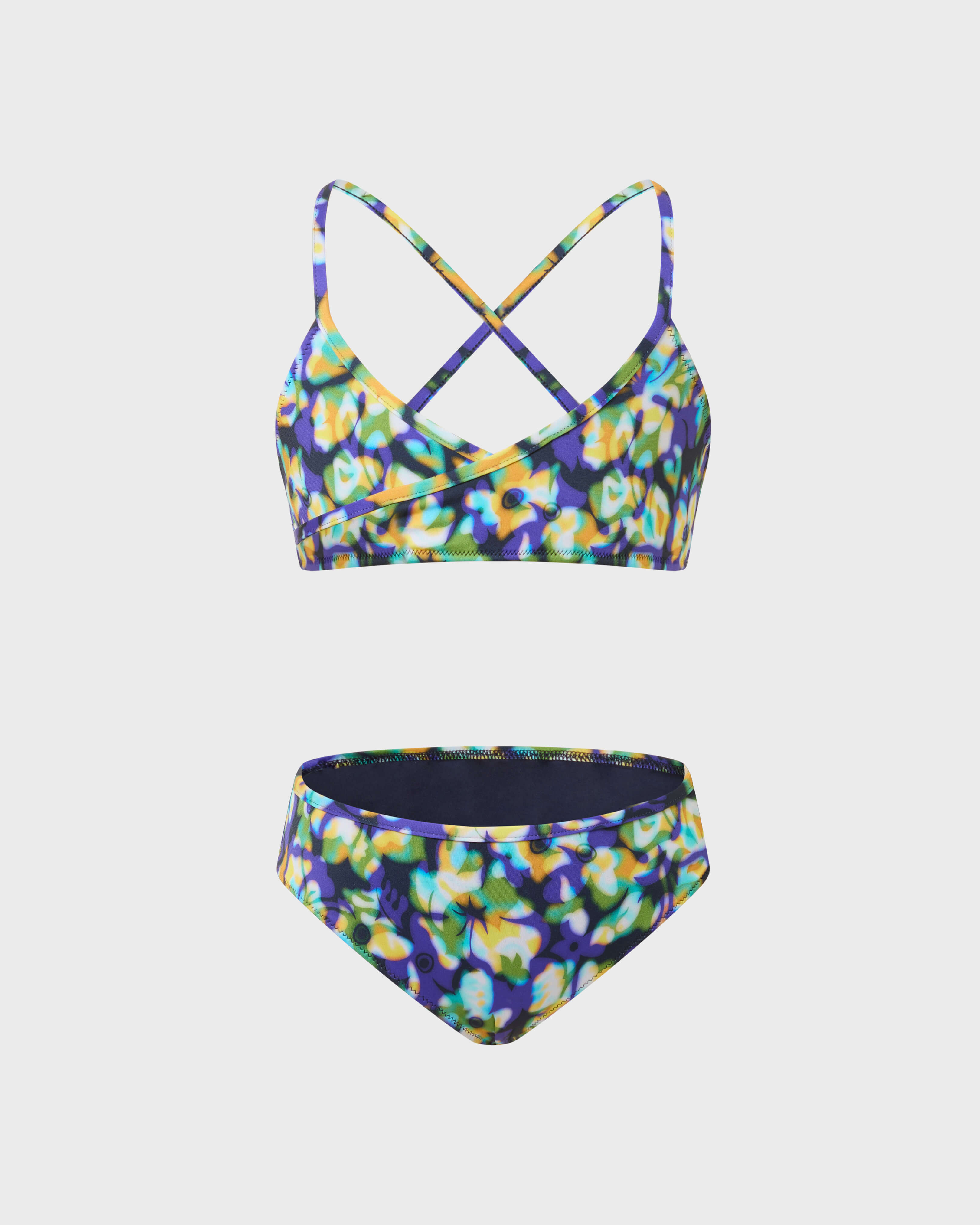 Girls Two-Piece Swimsuit Frangipanier Trouble NAVY front view