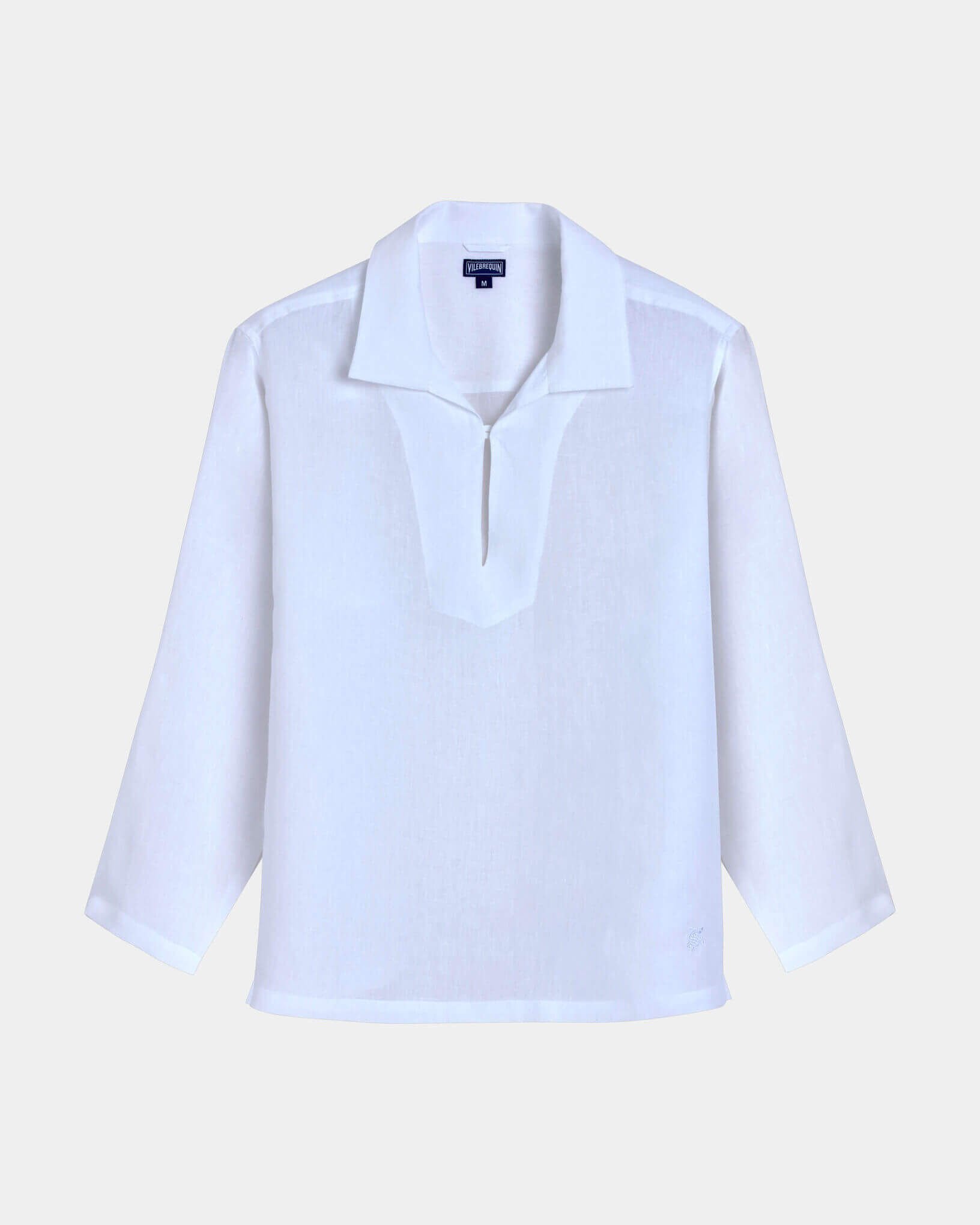 Camisa marinera de color liso para hombre BLANCO front view