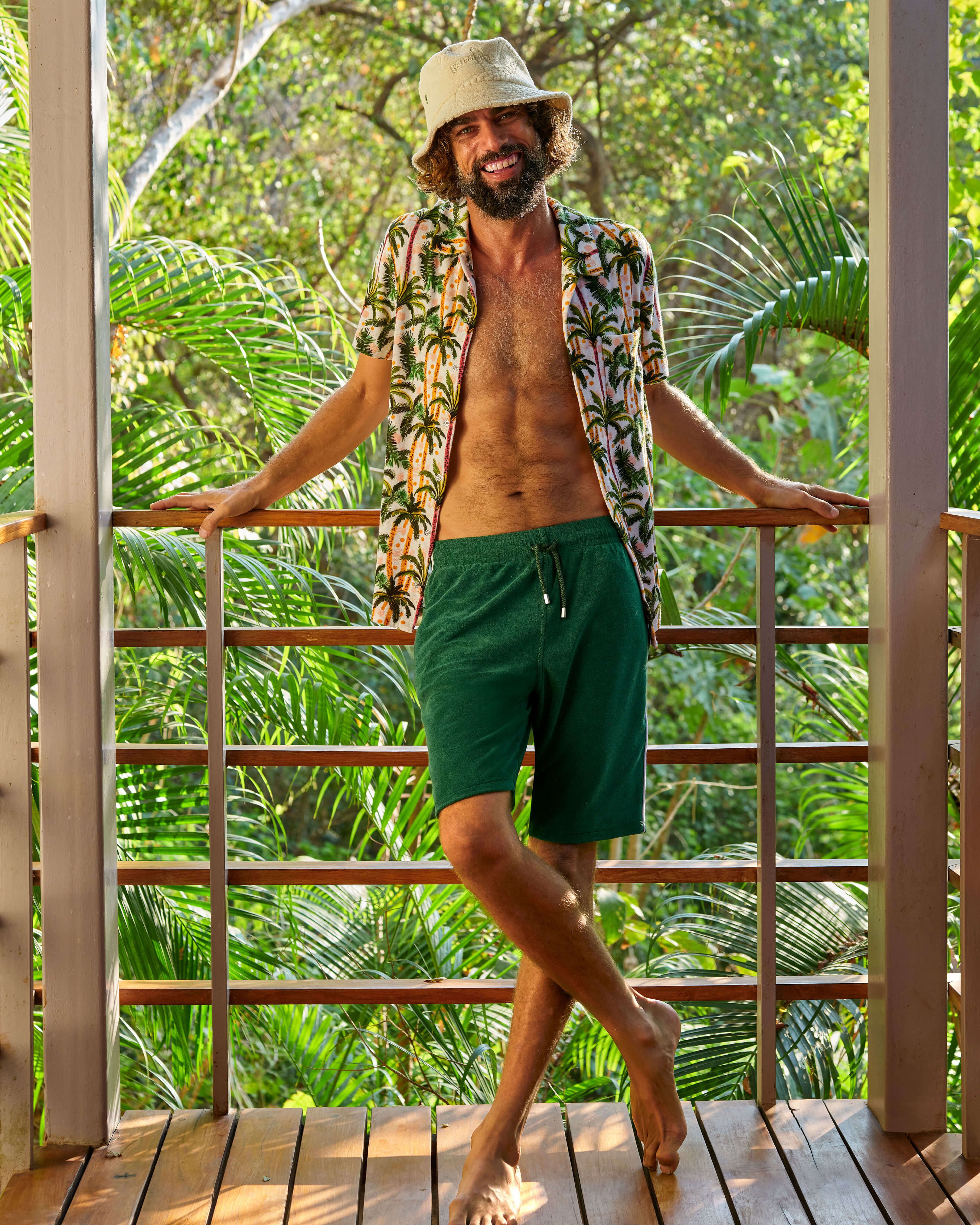 Men Terry Bermuda Shorts Solid TROPICAL lifestyle view