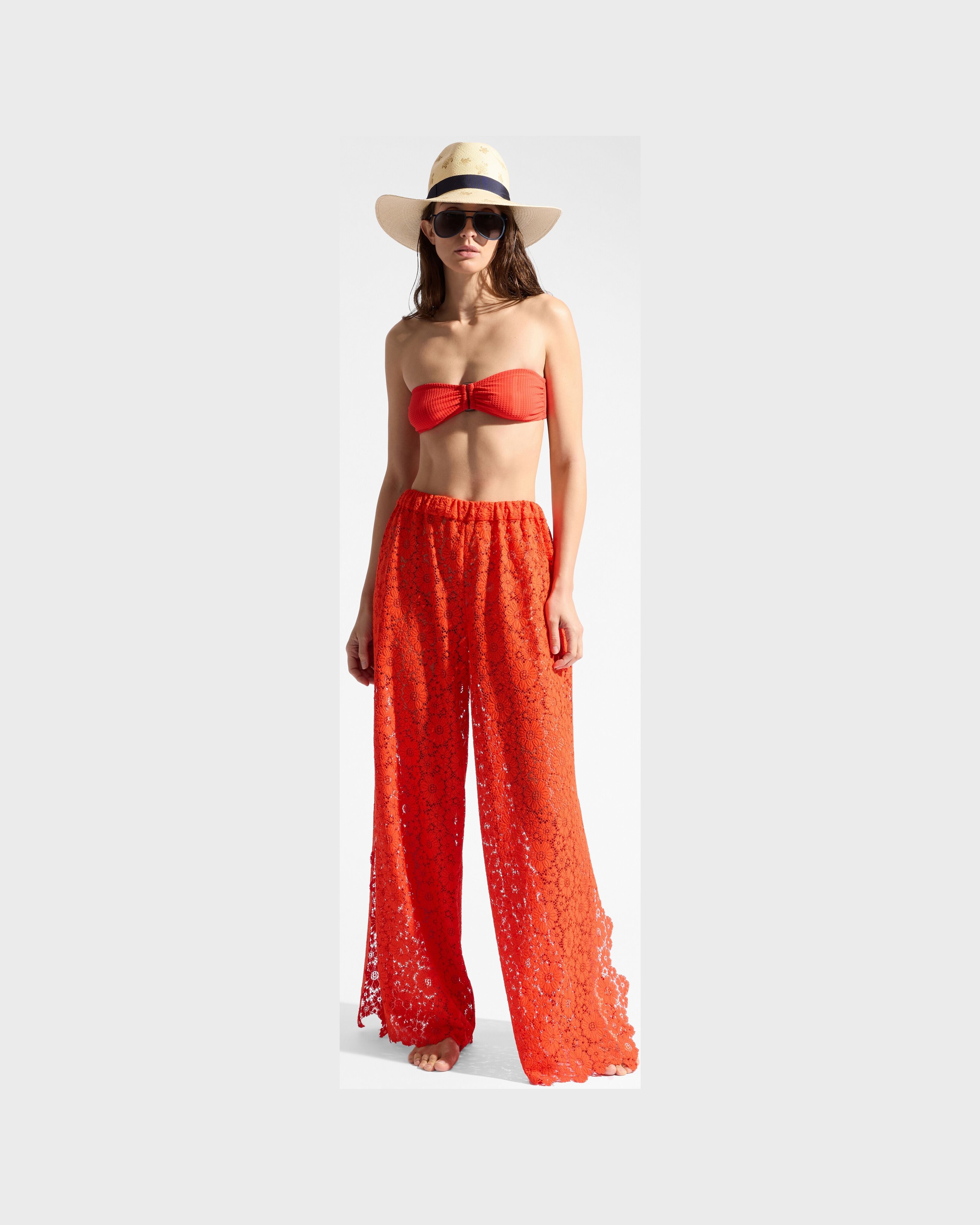 Women Guipure Pants Flowers Lace AMAPOLA frontworn view