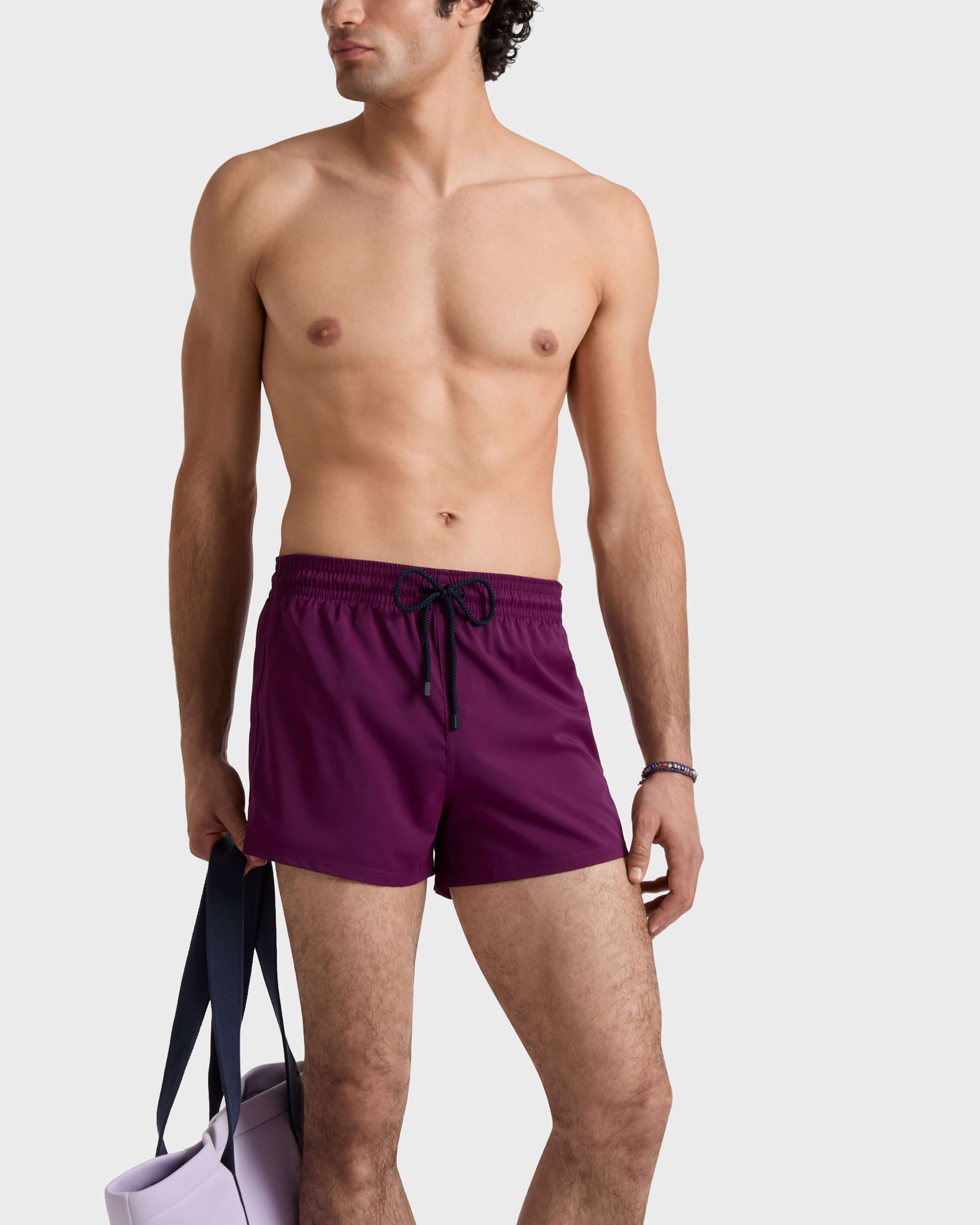 Costume da bagno corto uomo stretch e aderente a tinta unita KERALA frontworn view