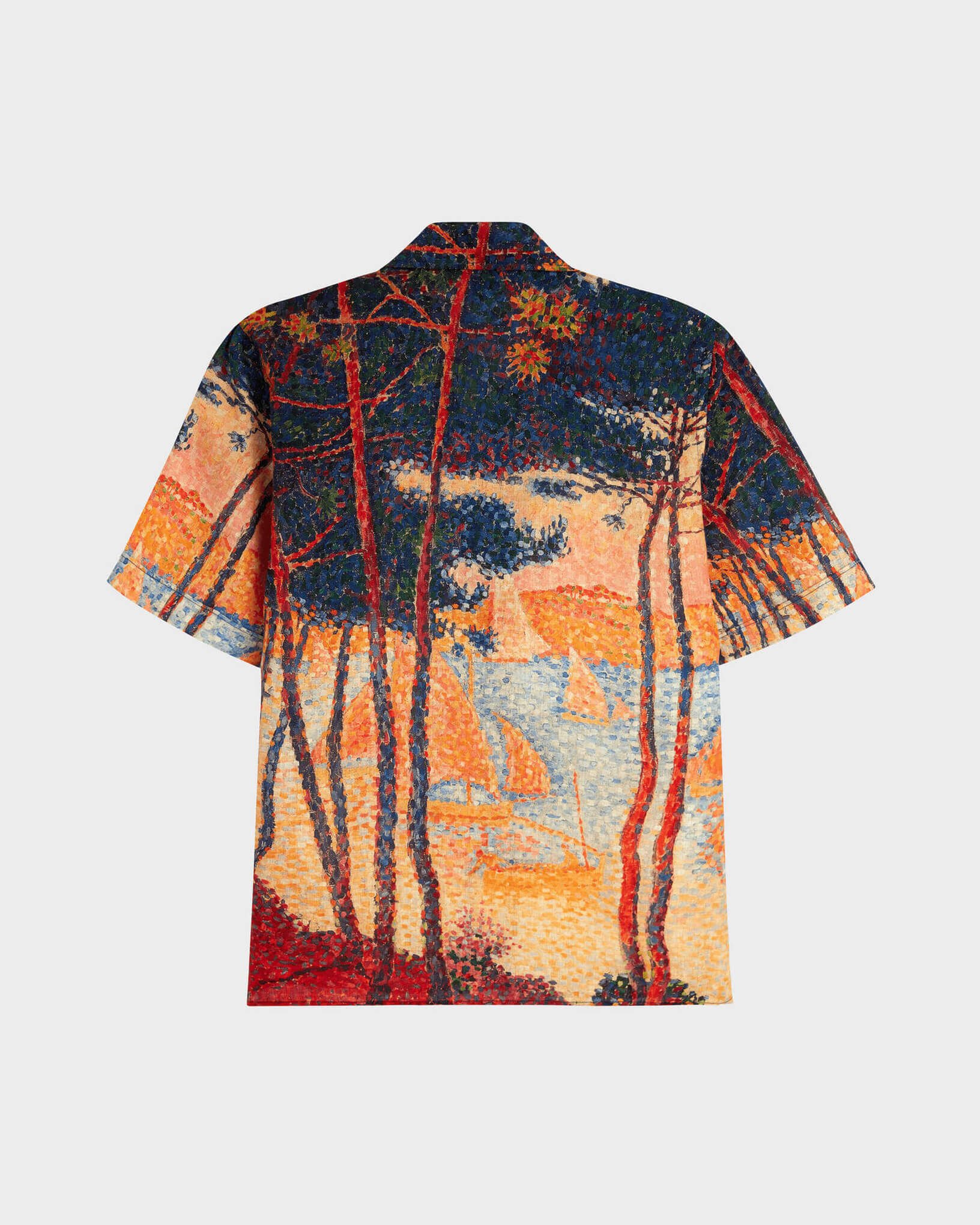 Men Linen Bowling Shirt Voiles de Pin CORN back view