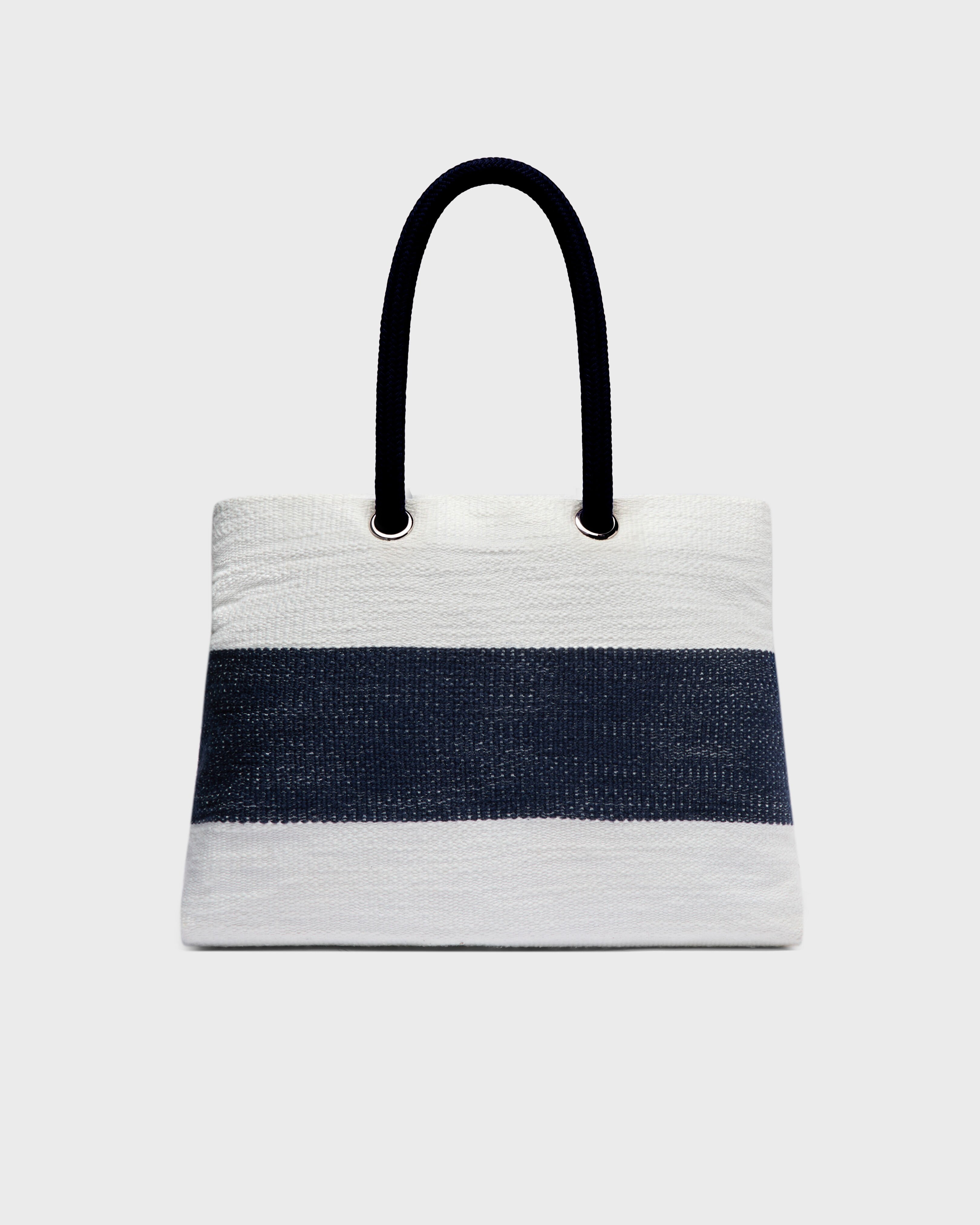 Vilebrequin Strandtasche aus gewebter Baumwolle MARINEBLAU back view